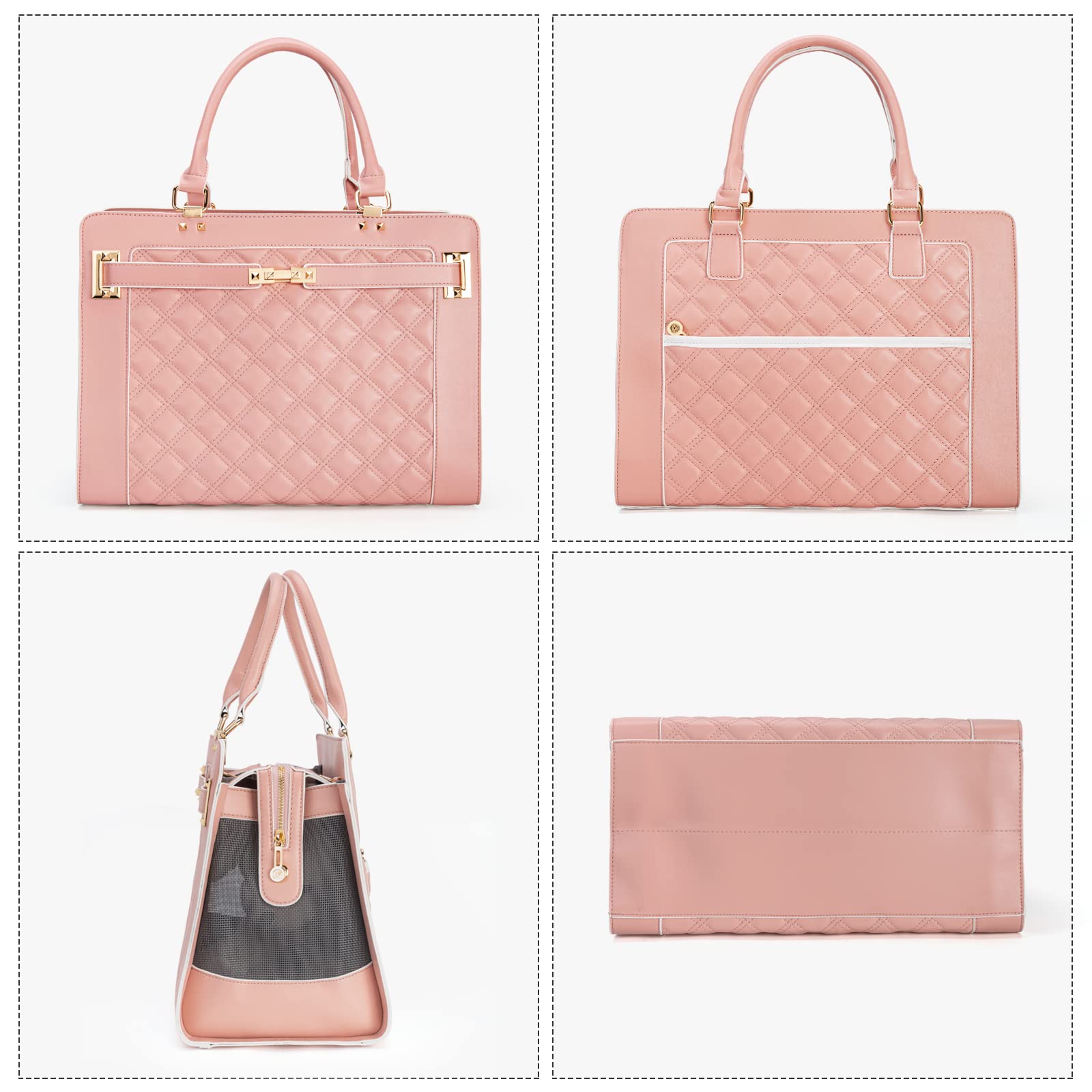 Fashion Pet Carrier Dog Cat Carrier Purse Soft-Sided Leather Handbag Pet Tote Bag For Small Dogs Puppy And Cats Tsa Airline Approved