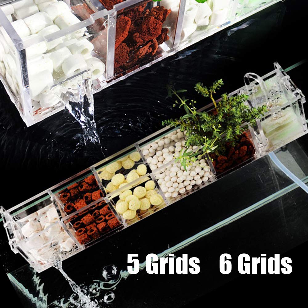 DOONARCES 5 Grids Acrylic Fish Tank Filter Box External Aquarium Water Filter Case Transparent Acrylic Hang On Filter Box Aquari