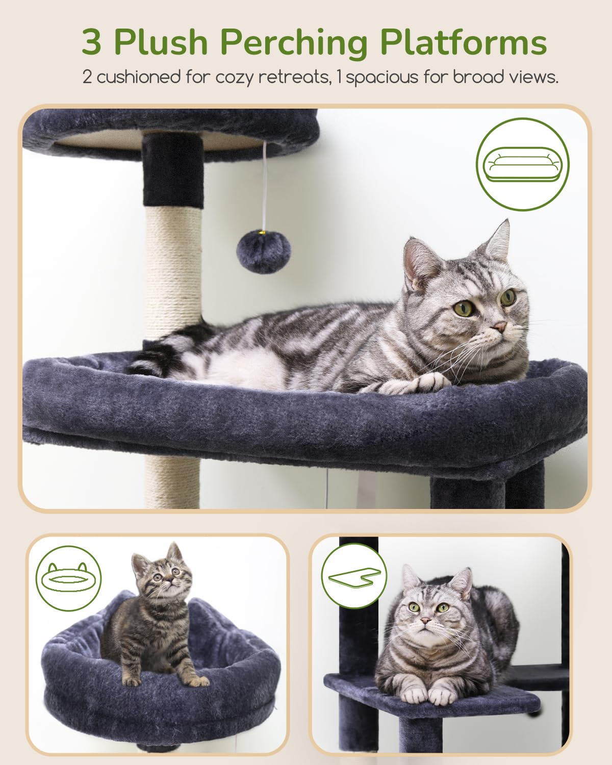 Globlazer F73 Heavy Duty Cat Tower, 73' Tall Cat Tree For Multiple Indoor Cats Large Adult, Multi-Level Cat Tower With 5 Scratc