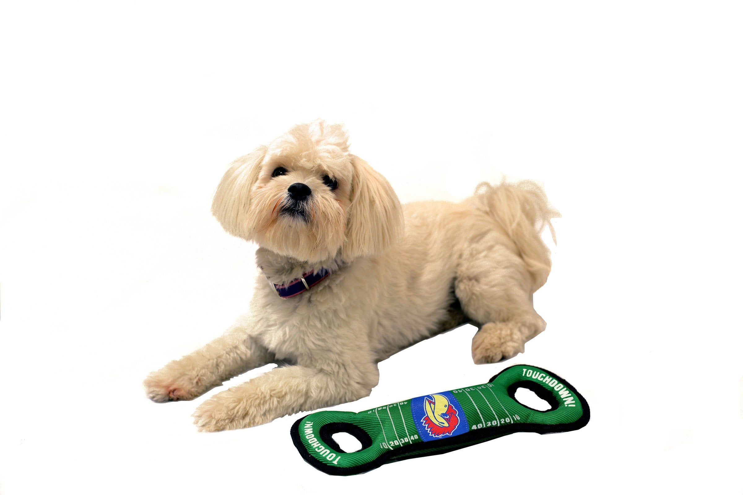 Pets First Ncaa Football Field Dog Toy With Squeaker. - Kansas Jayhawks - For Tug, Toss, And Fetch. - Tough& Durable Pet Toy