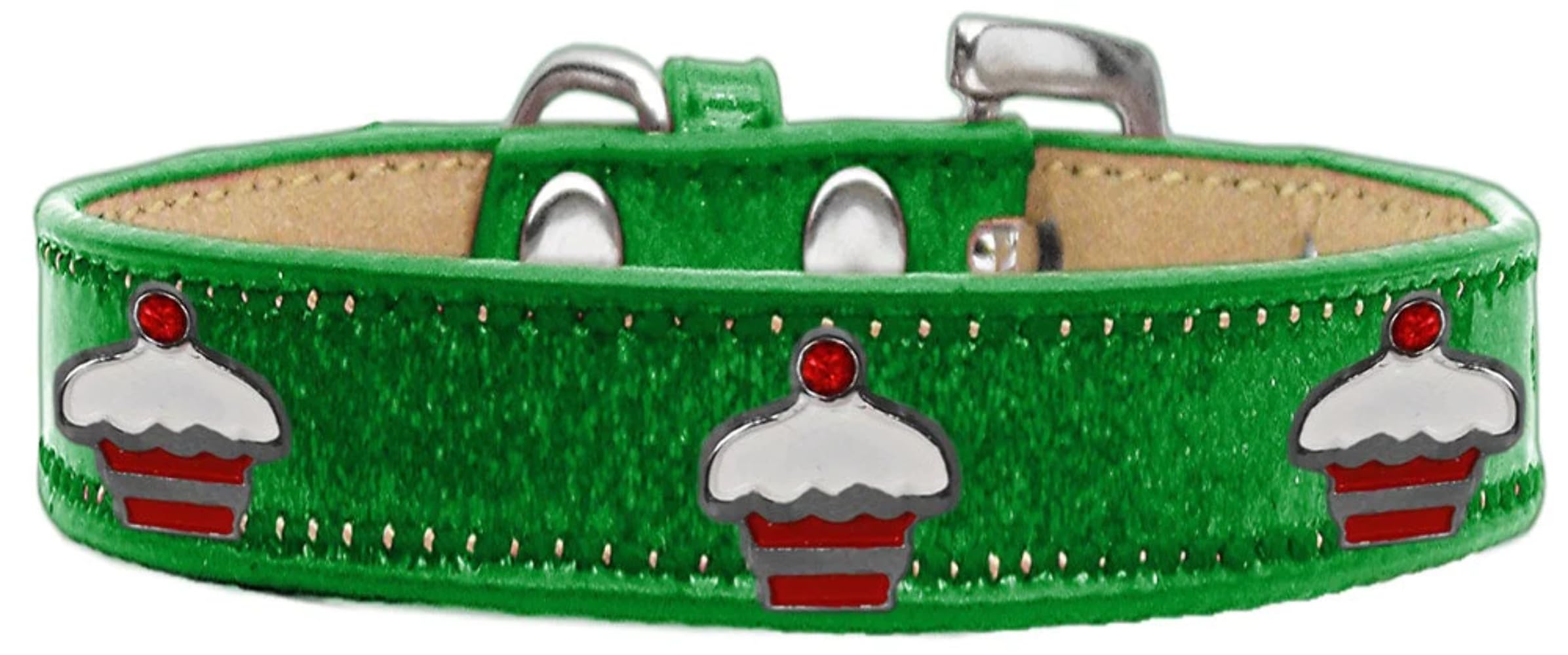 Christmas Dog, Puppy & Pet Widget Ice Cream Collar, Red Cupcake Emerald Green 14