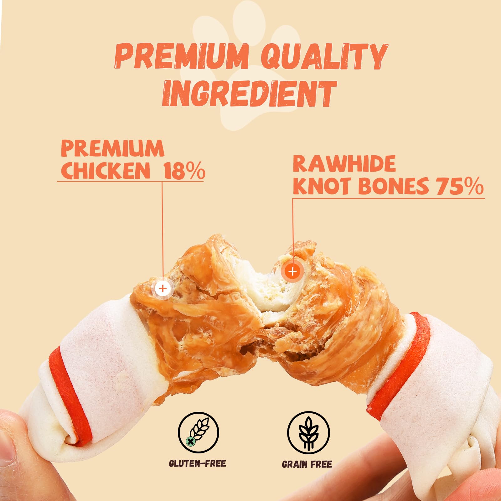 Pawmate Chicken Wrapped Rawhide Bones for Large Breed, Large Size Long Lasting Chew with Taurine, Dog Treats Teeth Cleaning Snac