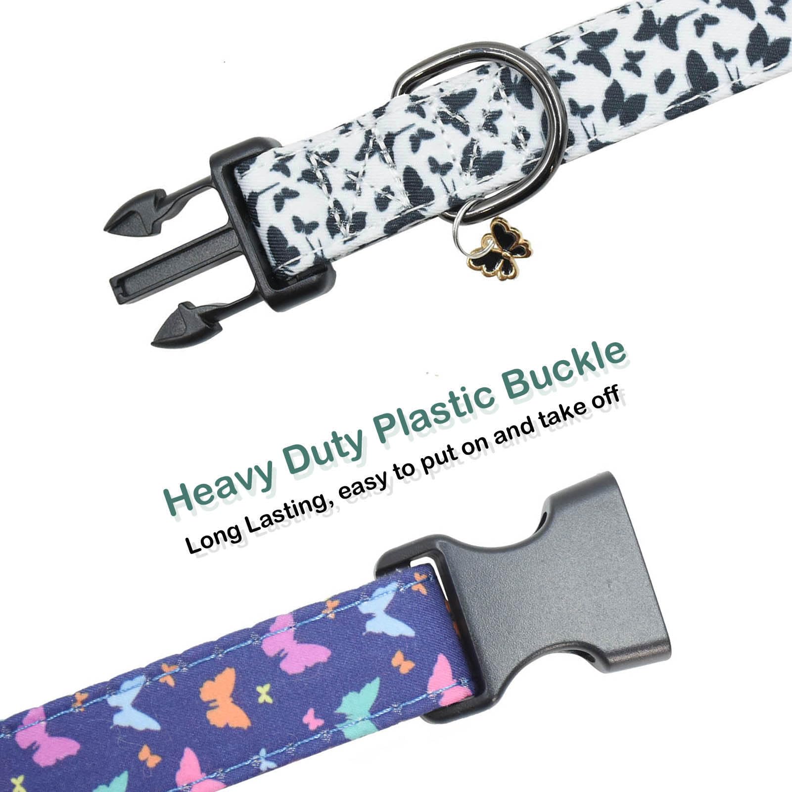 2 Pcs Cotton Dog Collar Soft Cute Flower -3 Sizes Soft Nylon Puppy Collar Adjustable For Girl Female Small Medium Large Dogs(02S