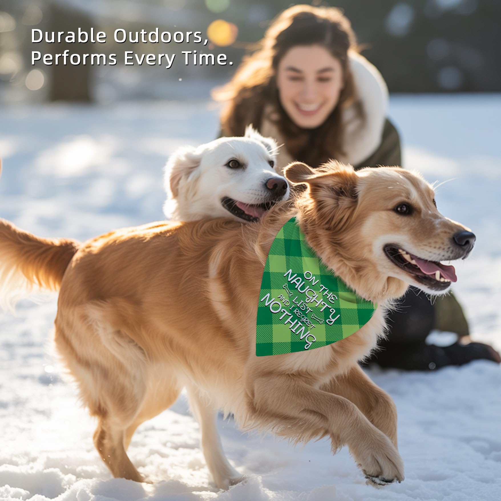 Earus Christmas Dog Bandanas Funny, Dog Christmas Scarf 2 Packs, Pets Festive Plaid D  cor for Medium Large Dogs