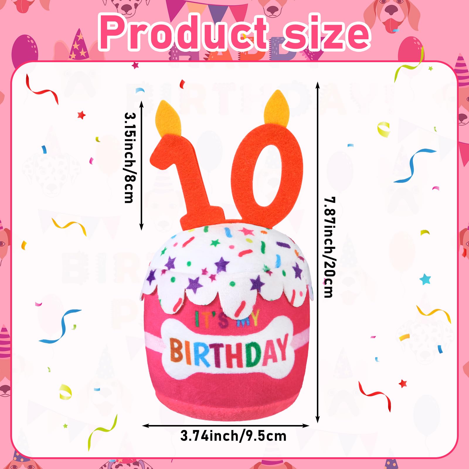 Dansydaisy Dog 10Th Birthday Cake Toy Accessories For Girl Boy Gifts, Pink Squeaky Plush Toy For Dog Birthday Party Decor Favor