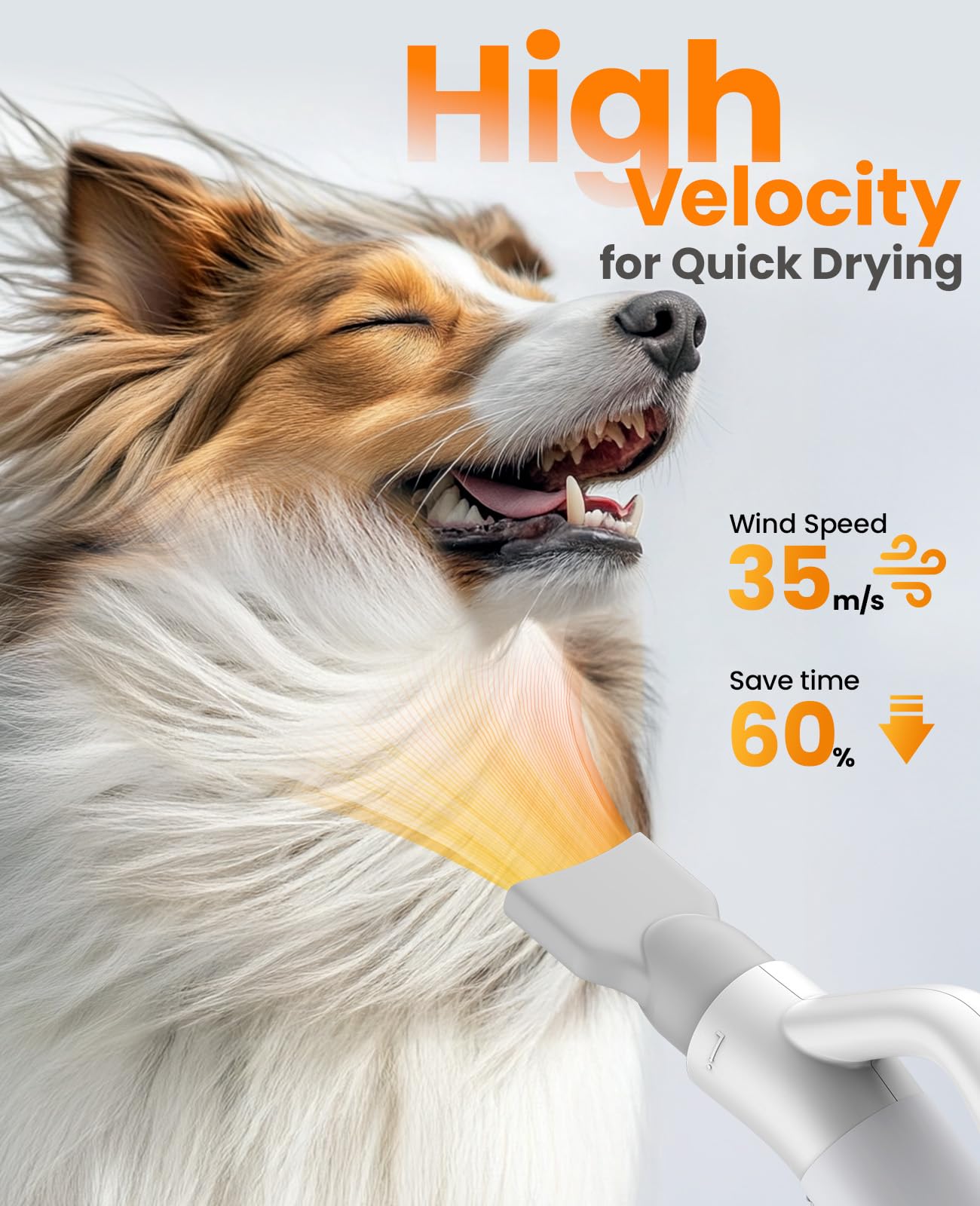 oneisall Dog Dryer,465 ft/s High Velocity Dog Hair Dryer,Quiet Dog Blow Dryer with Adjustable Airflow&Cycling Heating,Dog Dryer