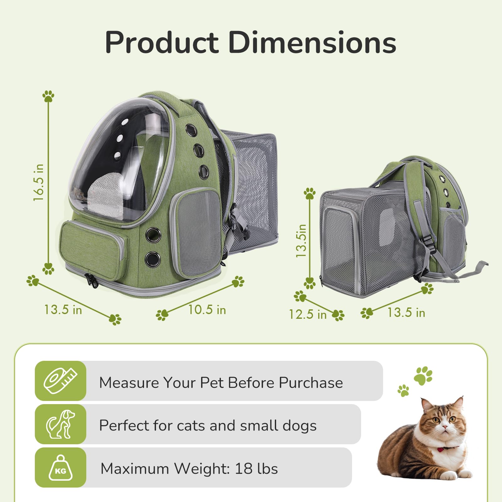 Gixdix Cat Backpack Carrier For Large Cats, Expandable Cat Bubble Backpack, Dog Carriers For Small Medium Dogs, Airline Approved