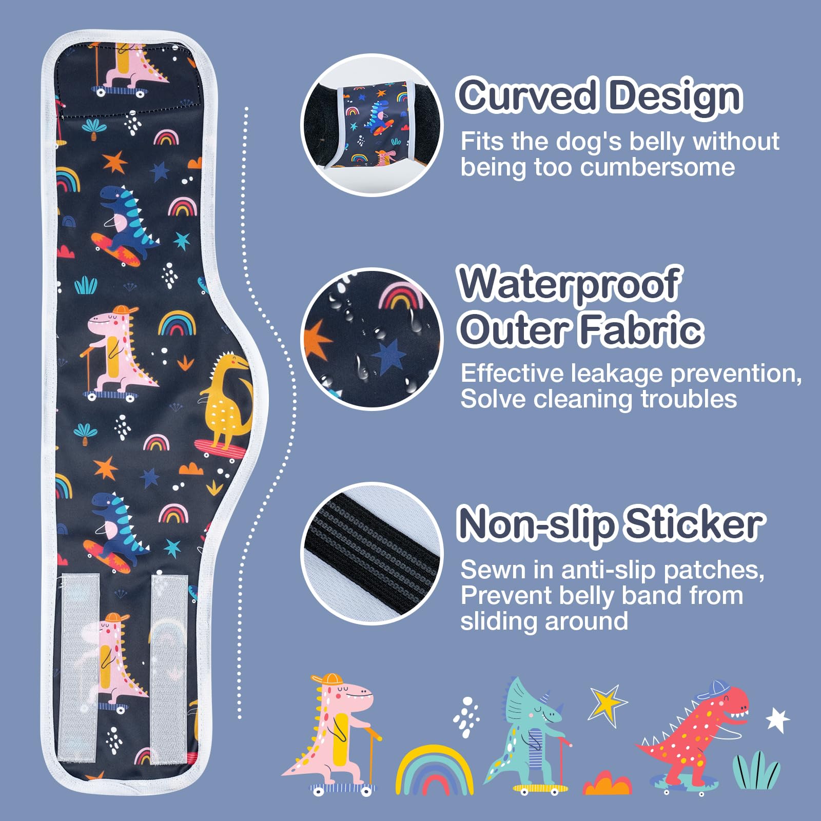 Micooyo Male Dog Diaper Lightweight Dog Wraps Washable Dogs Diapers Doggie Belly Bands For Male Dogs, Small Reusable Puppy Diape