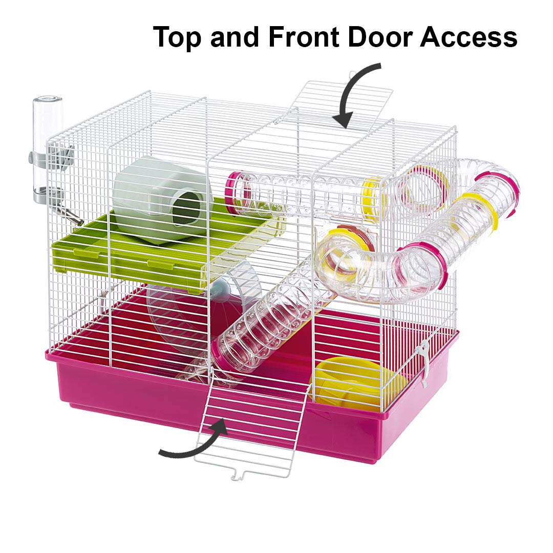 Ferplast Laura Small Hamster Cage | Fun & Interactive Cage Measures 18.11L X 11.61W X 14.8H & Includes All Accessories