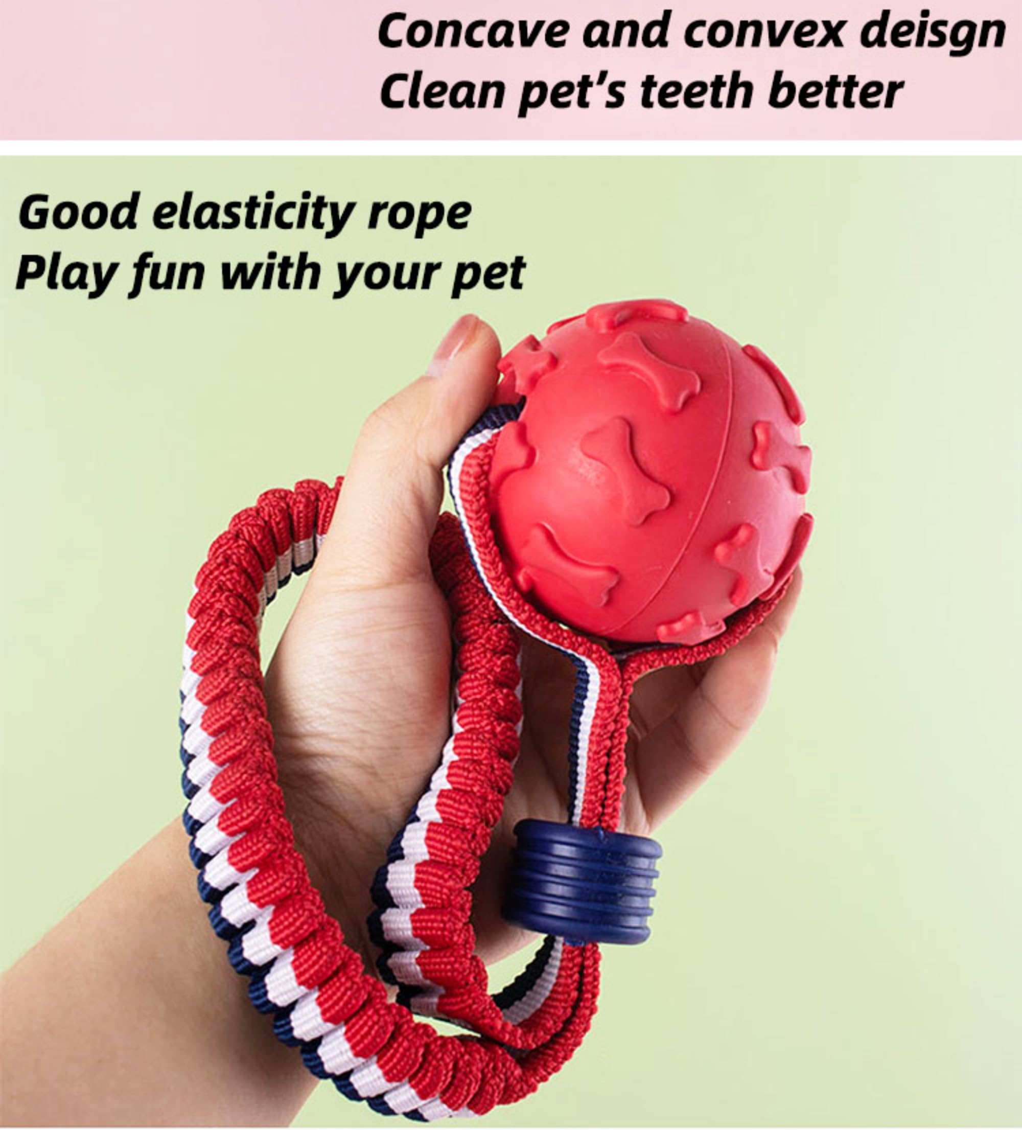 Dog Balls Squeaky Balls For Dogs -Dog Toys Including 1 Solid Flex Dog Toy Play Ball With Handle (Red White Blue)