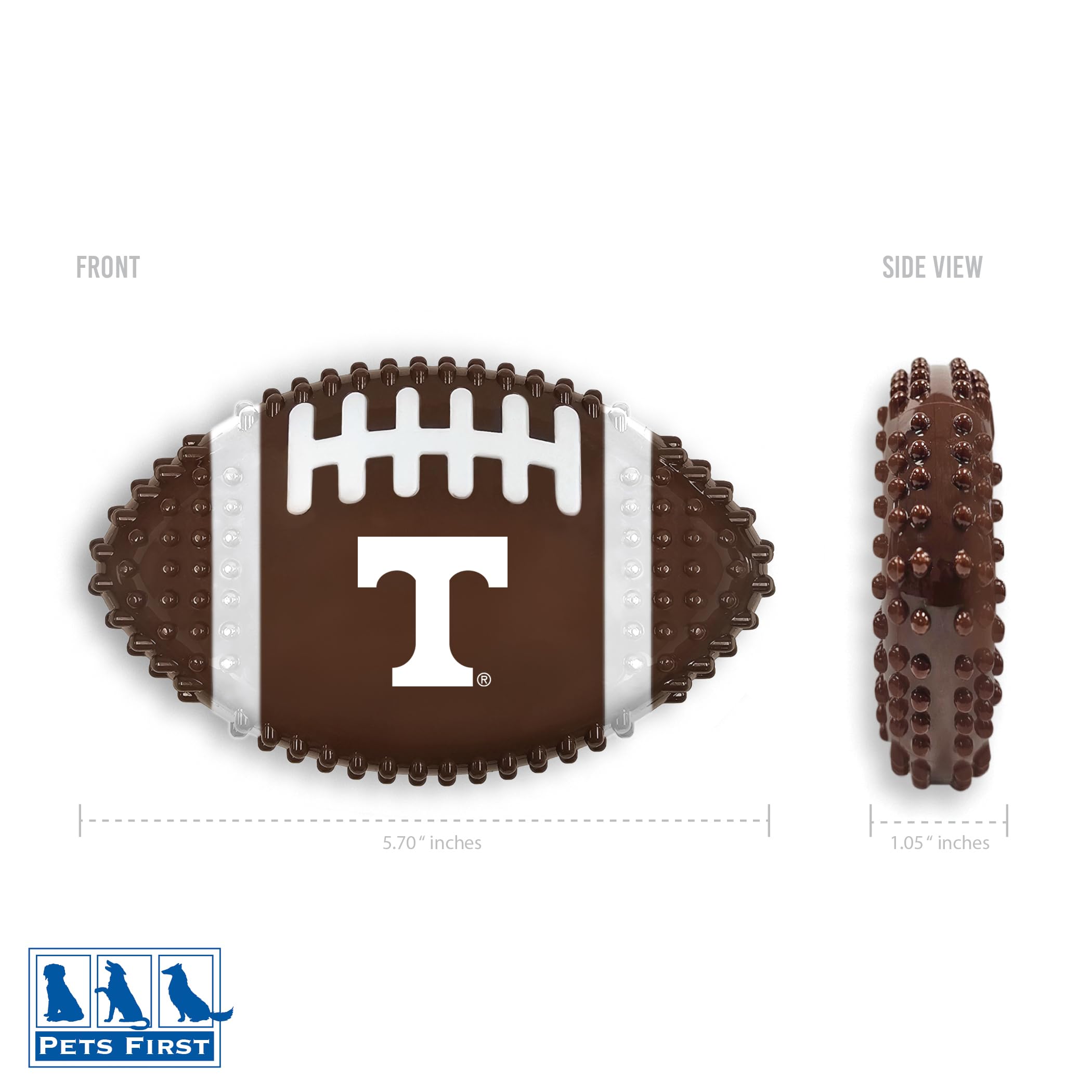 Ncaa Tennessee Volunteers Mega-Chew Hard Nylon Bacon-Flavored Dog Bone Football Chew Toy. Interactive Tasty & Fun Dog Chew Toy.