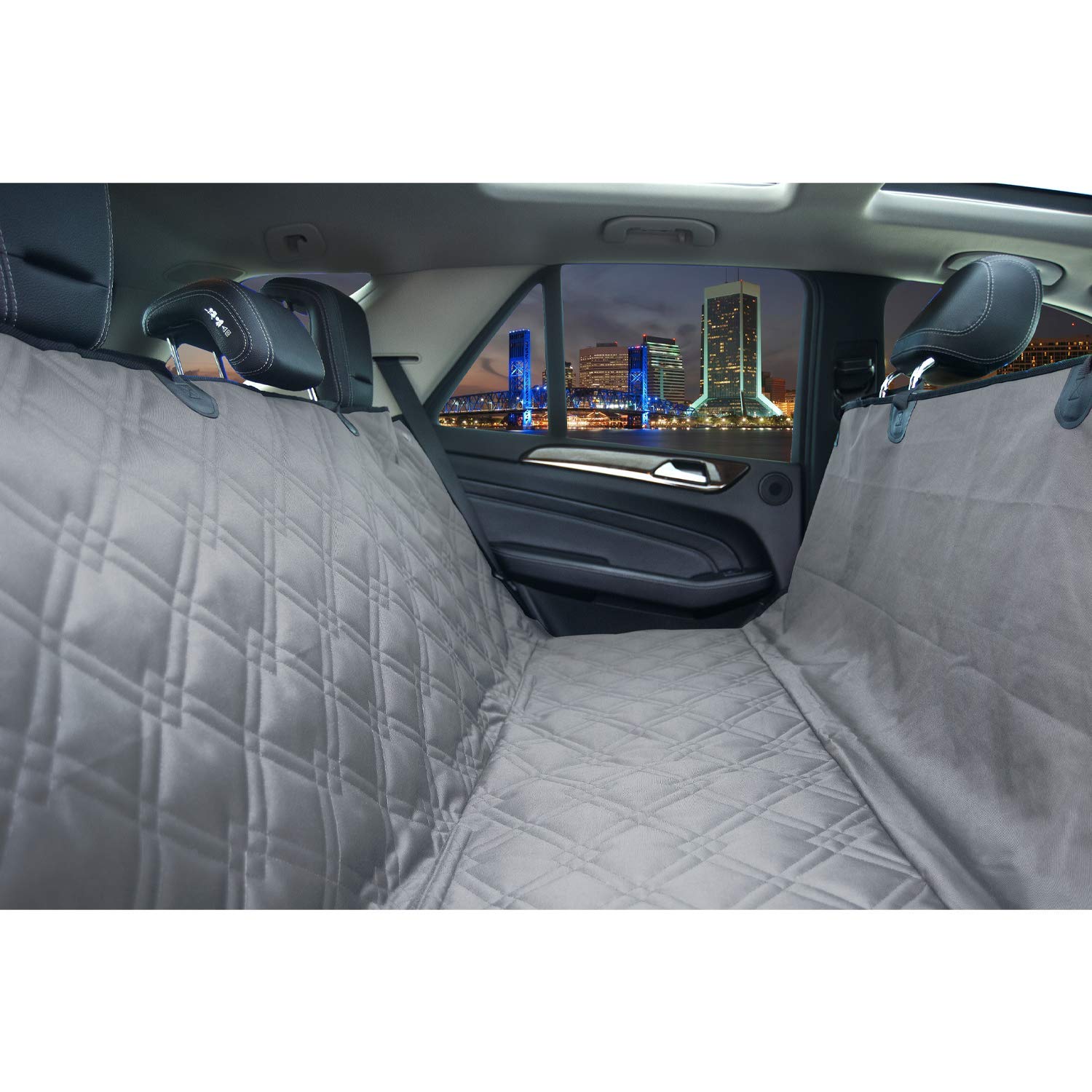 Bulldogology Dog Car Seat Cover Waterproof Heavy Duty Bench Dog Hammock Backseat Protector From Hair, Muddy Paws, Scratches - Pe