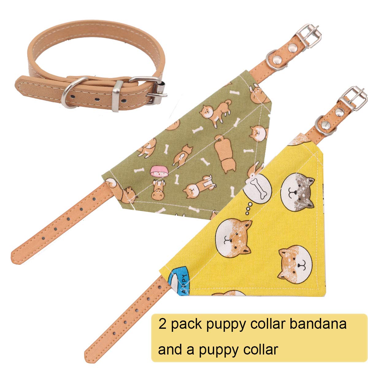 Timoey Dog Collars For Small Dogs,Adjustable Leather Puppy Collar Bandana And Cute Style Dog Bandanas For Large Dogs(Small)
