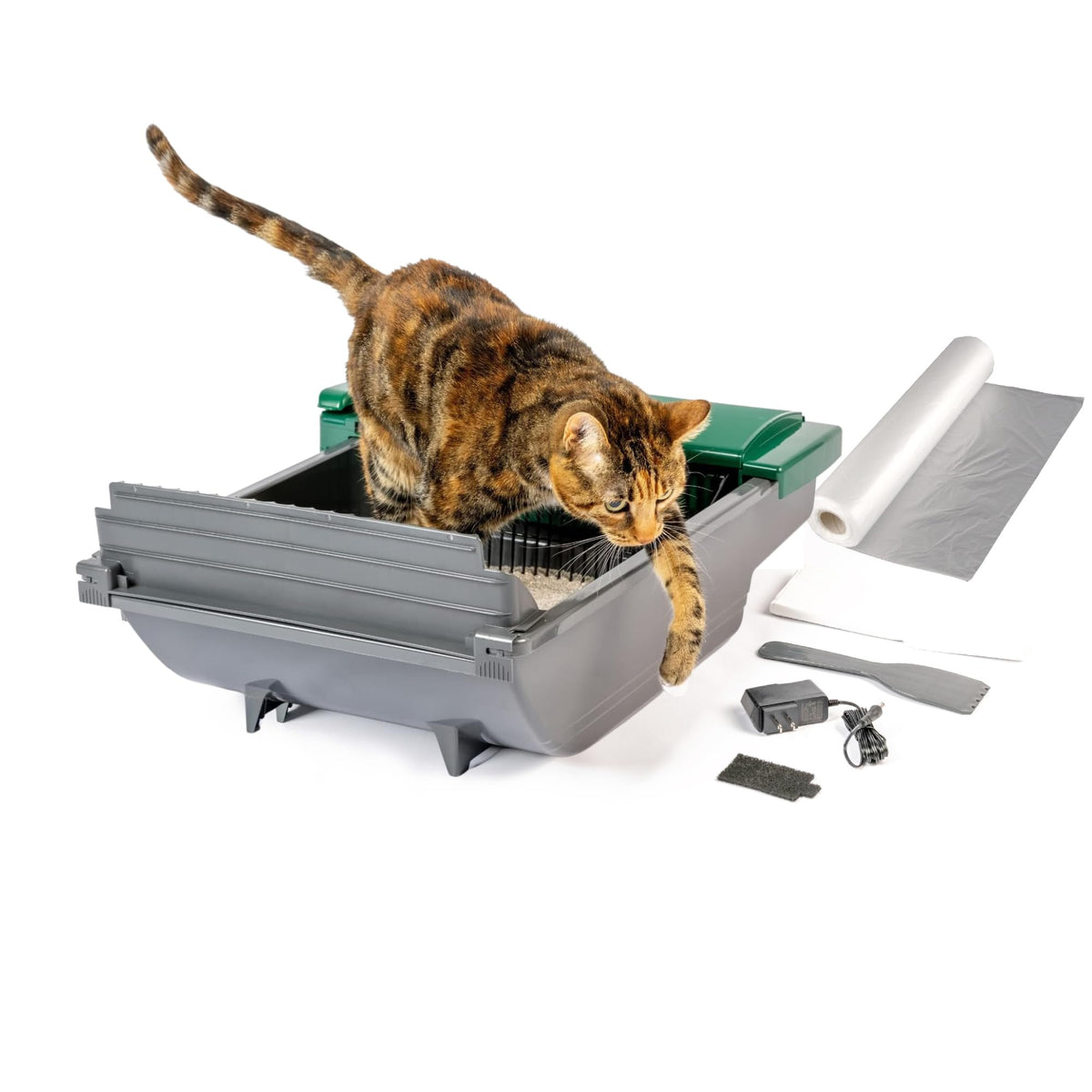 Pet Zone Smart Scoop Litter Box Value Pack, Self Cleaning, Hands-Free Large Litter Box, Easy To Clean