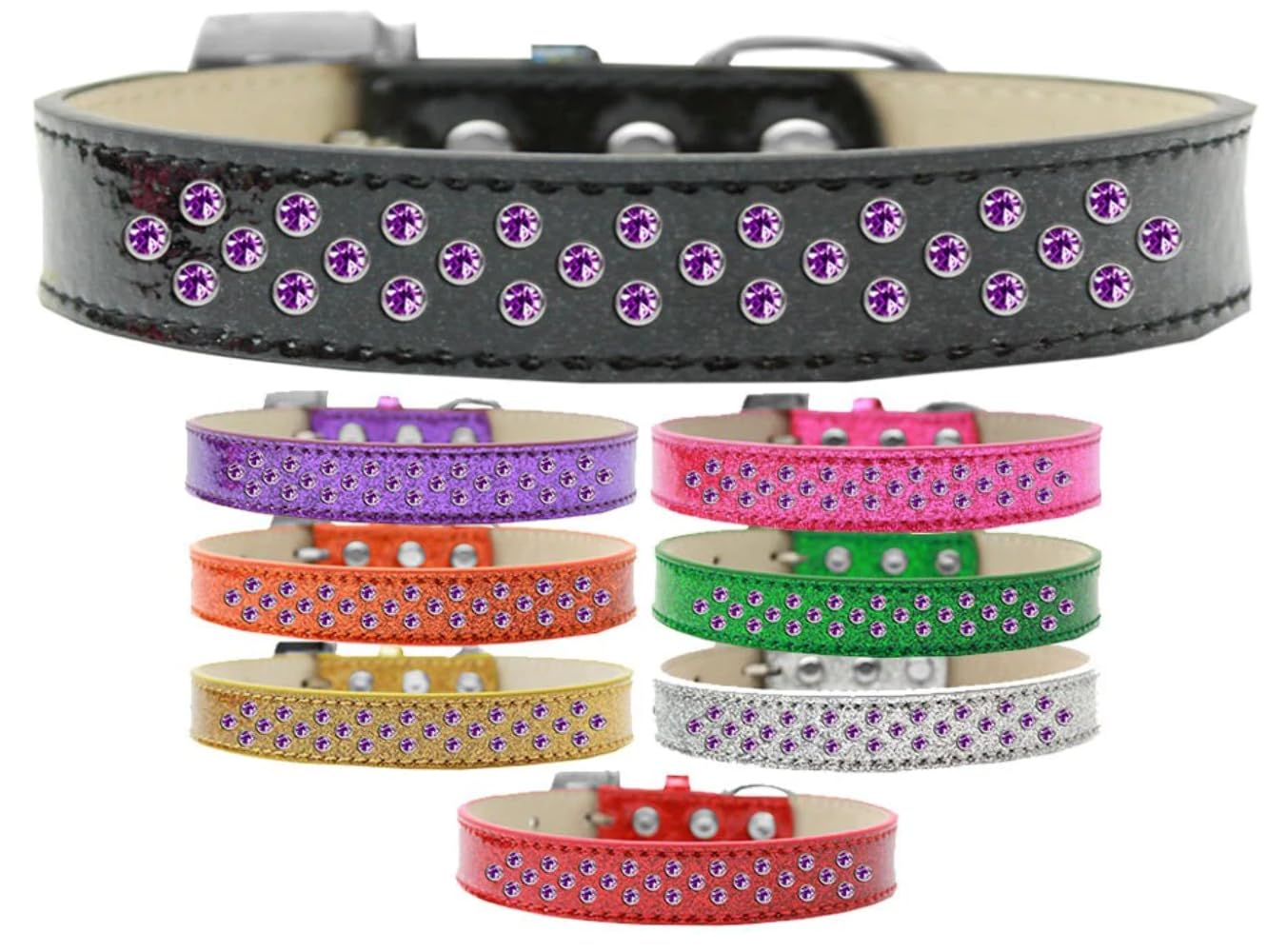 Dog, Puppy & Pet Ice Cream Collar, Purple Crystal Rimsets Sprinkles Emerald Green 12