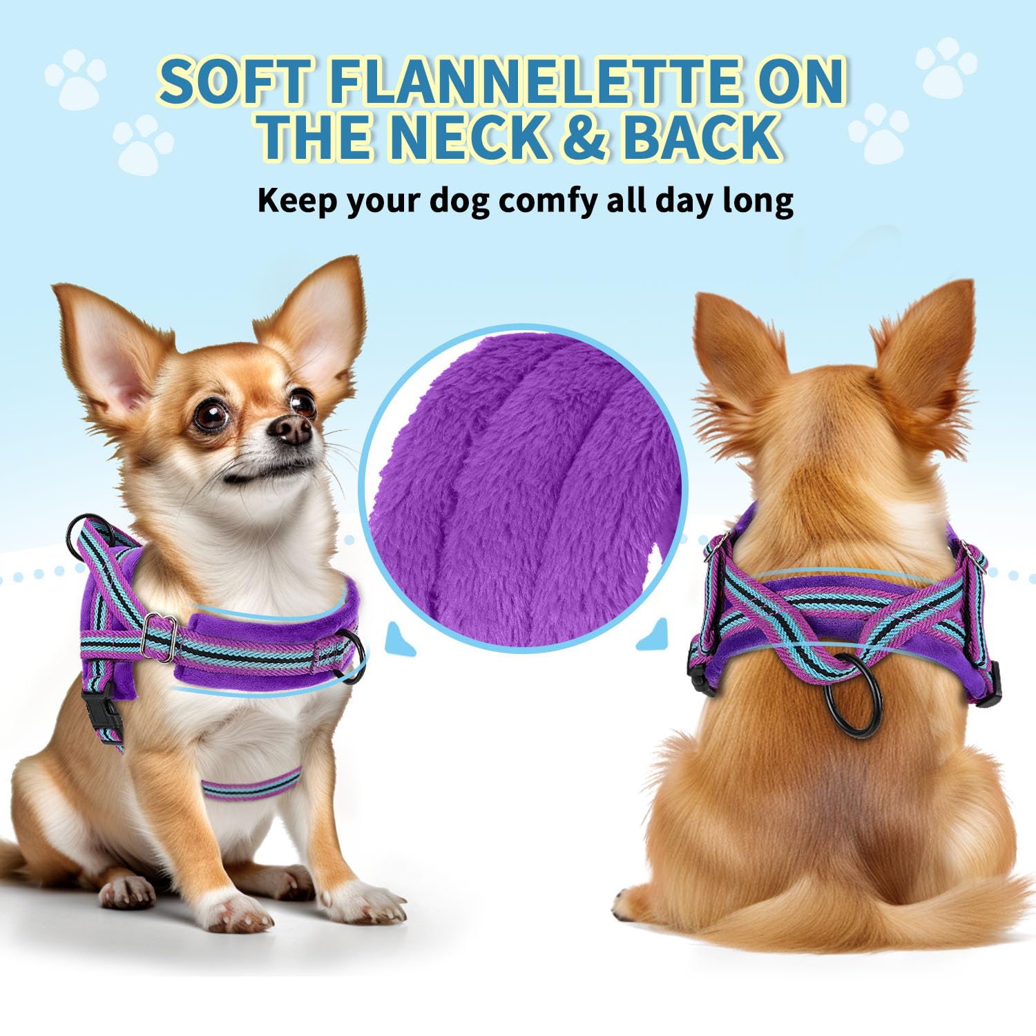 Slowton No Pull Small Dog Harness And Leash Set, Puppy Soft Vest Harness Neck & Chest Adjustable, Reflective Lightweight Harness & Anti-Twist Pet Lead Combo For Small Medium Dogs (Pu-Front Clip, M)