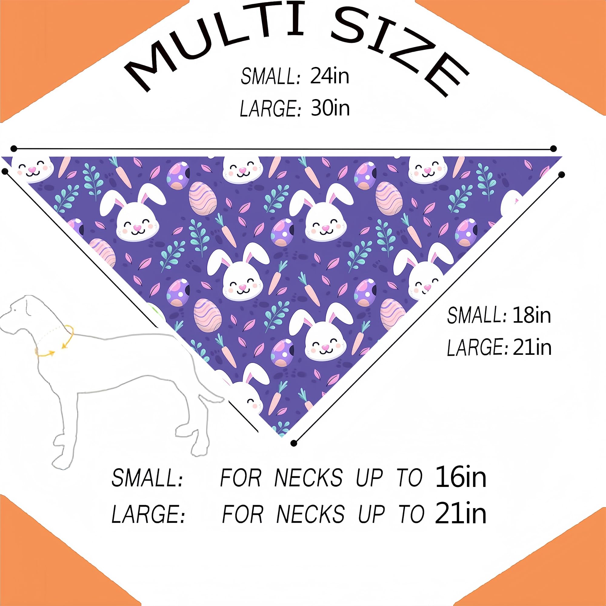 Cute Easter Dog Bandanas 2 Pack, Purple Bunny Dog Scarf, Rabbit Handkerchief Scarves Gifts For Puppy Large Dogs
