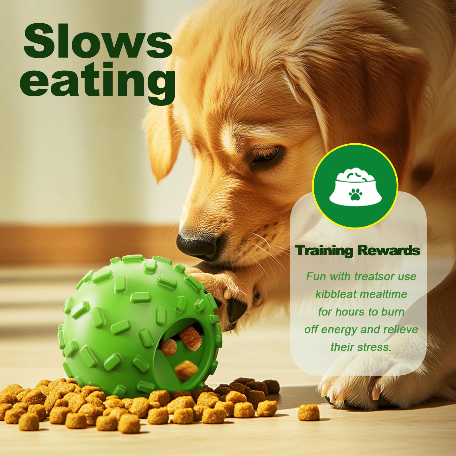 ZHIERDE Dog Puzzle Toy 2 Pack - Interactive Treat Dispensing Balls, Natural Rubber, 3" Size, Citrus Paradise Color for Mental Stimulation