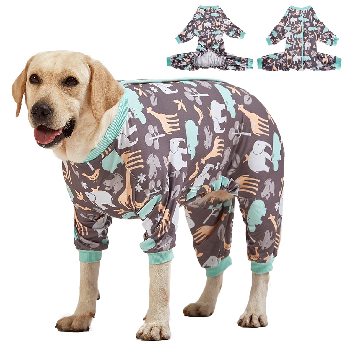 Lovinpet Dog Pajamas Large Size Dog, Hippos Zoo Cozy Dog Pajamas, Slim Fit, Lightweight Pullover Pajamas/Full Coverage Dog Pjs/Back Snap Button Is Only Decoration /2Xl