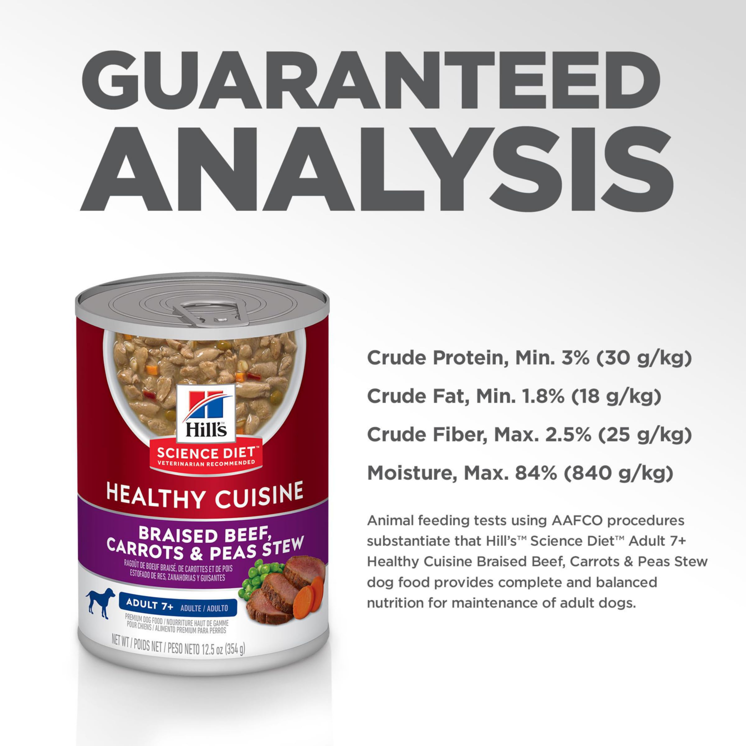 Hills Science Diet Healthy Cuisine, Senior Adult 7+, Senior Premium Nutrition, Wet Dog Food, Braised Beef, Carrots & Peas Stew,