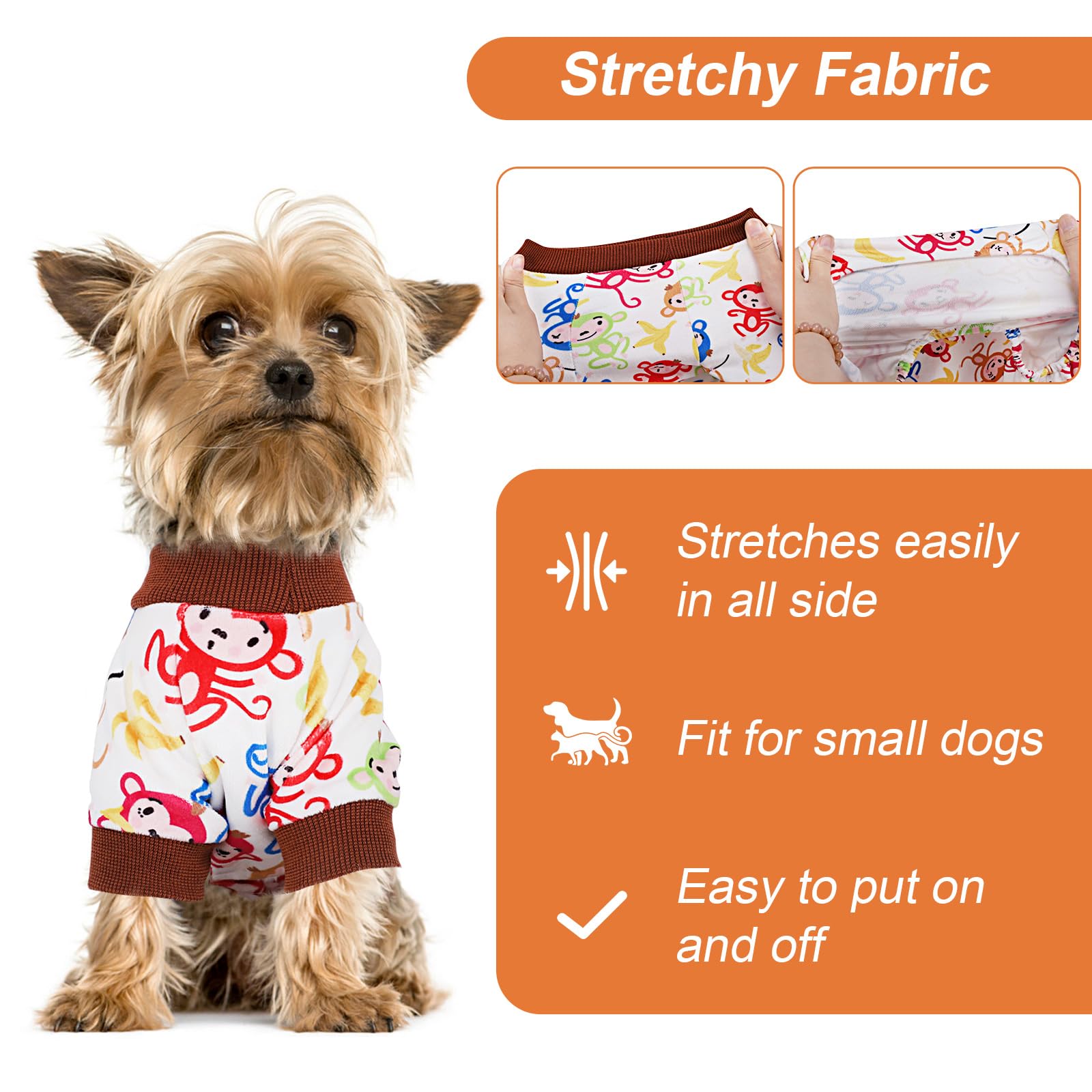 XS Dog Clothes for Small Dogs Girl Boy, Lightweight Velvet Pet Pjs, Fleece Stretch Dog Onesie, Puppy Spring Winter Clothes, Jump