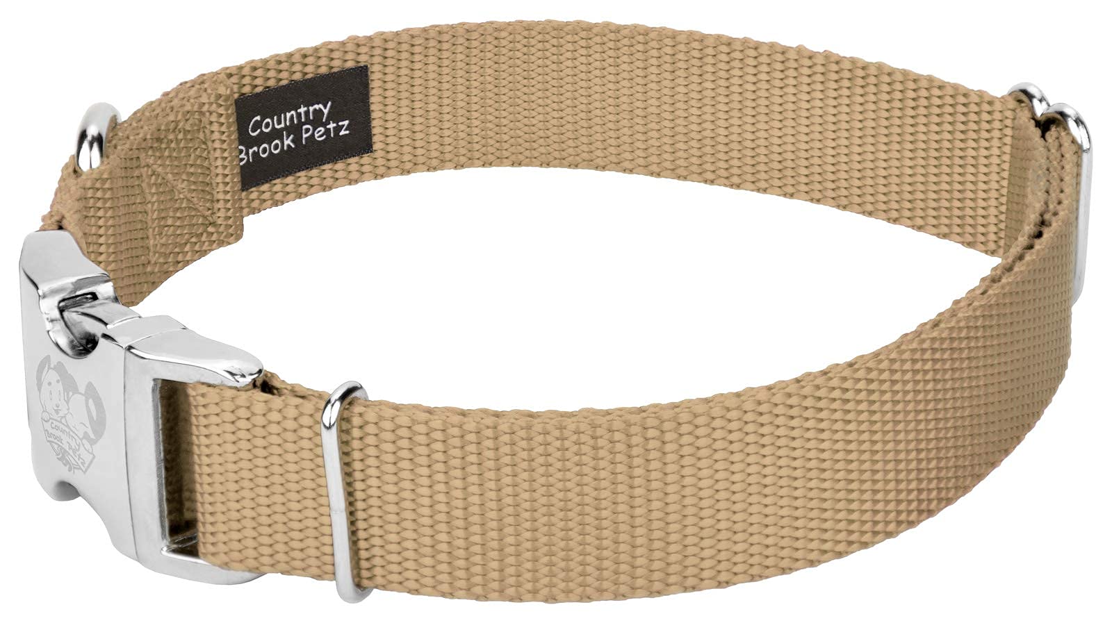 Country Brook Design - Vibrant 30+ Color Selection - Premium Nylon Dog Collar With Metal Buckle (Extra Large, 1 Inch, Copper Gold)