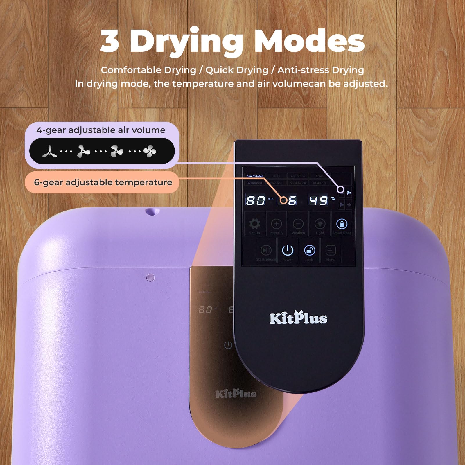 KITPLUS Pet Dryer Box for Dogs and Cats, 71L Large Capacity Ultra-Quiet Dog Hair Dryer Box with Smart Lock, Adjustable Temperatu
