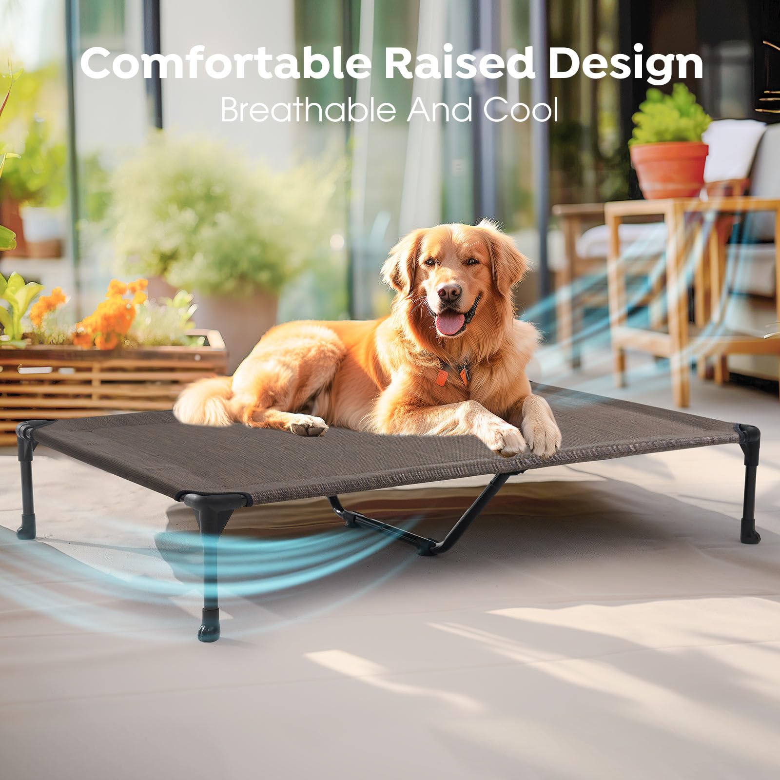 Veehoo Cooling Elevated Dog Bed, Portable Raised Pet Cot With Washable & Breathable Mesh, No-Slip Feet Durable Dog Cots Bed For Indoor & Outdoor Use, X Large, Cwc1803-Xl Brown