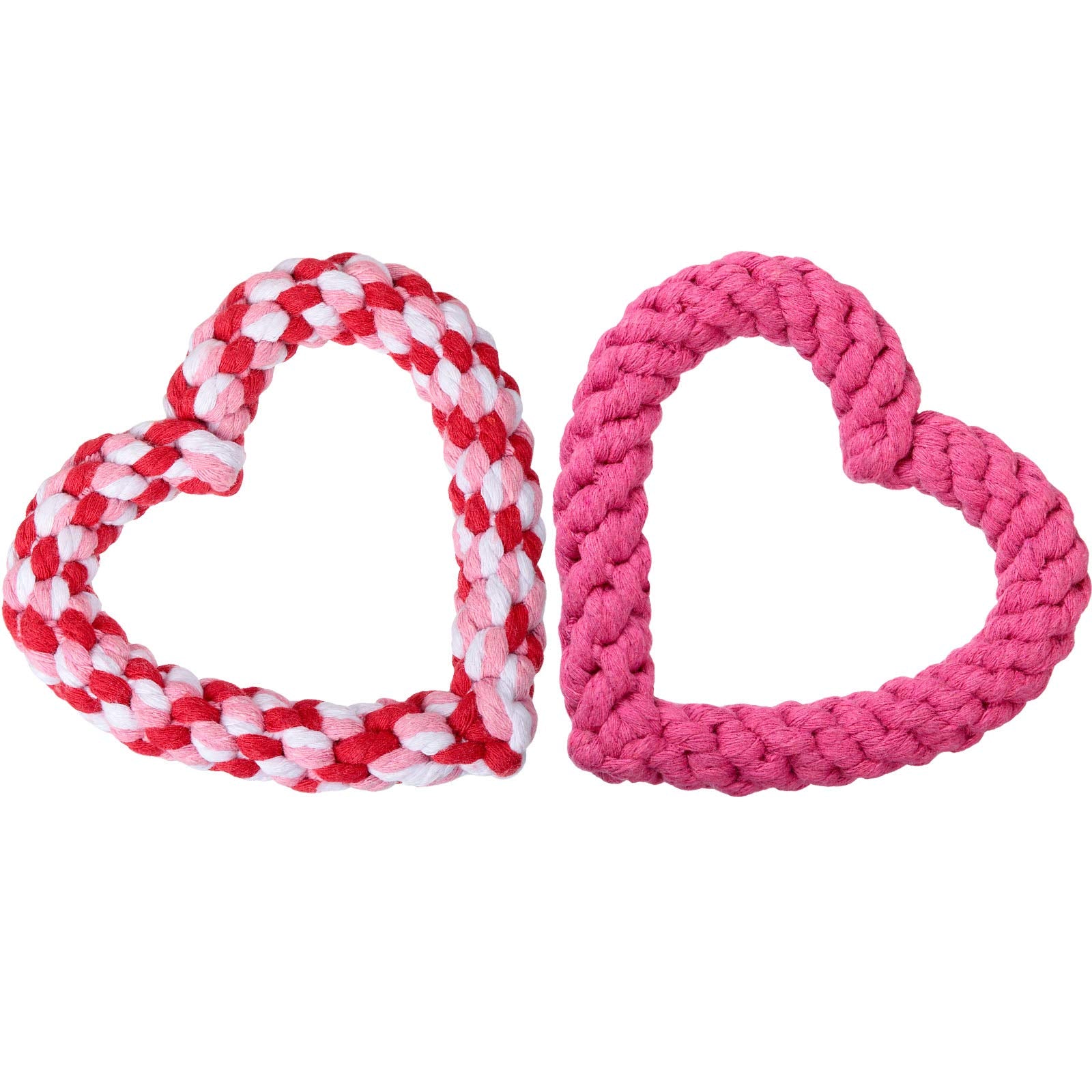 Skylety 2 Pieces Valentine s Day Heart Shaped Rope Dog Toy Pet Chew Toys Chew Toys for Dog Valentines Pets Tough Cotton Chewing 