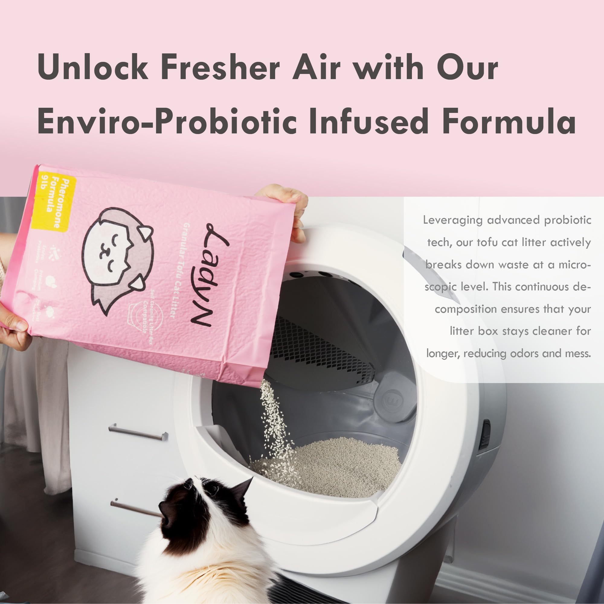 Lady N Cat Attract Tofu Litter - Natural Attractant Formula For Litter Box Training, Calming Pheromone For Multi-Cat Homes, Gran