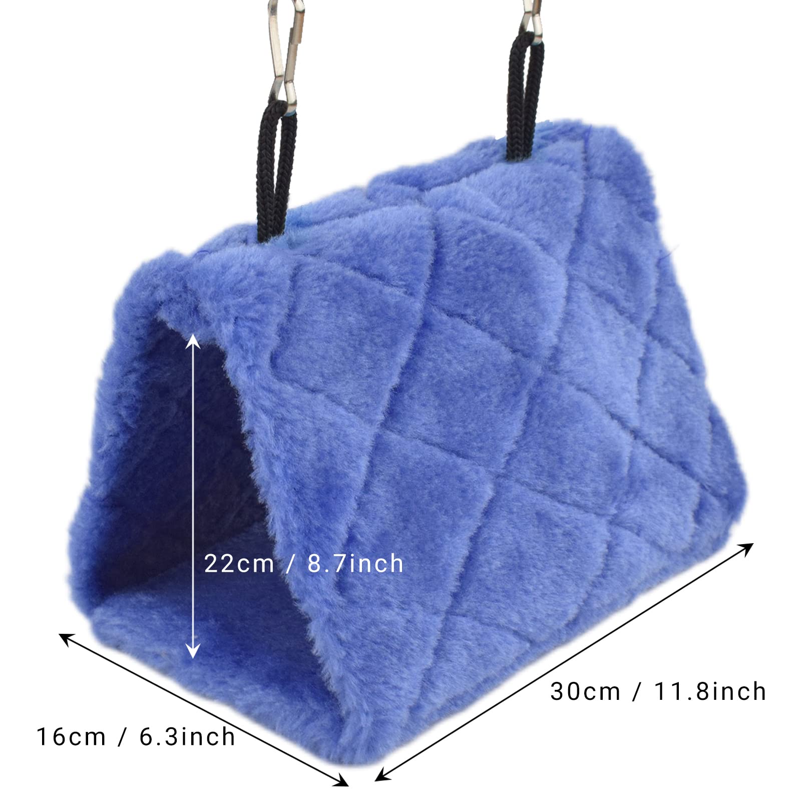 Cdycam Pet Bird Nest Hammock Hanging Cave Cage Plush Snuggle Happy Hut Tent Bed, Deep Blue (Large)