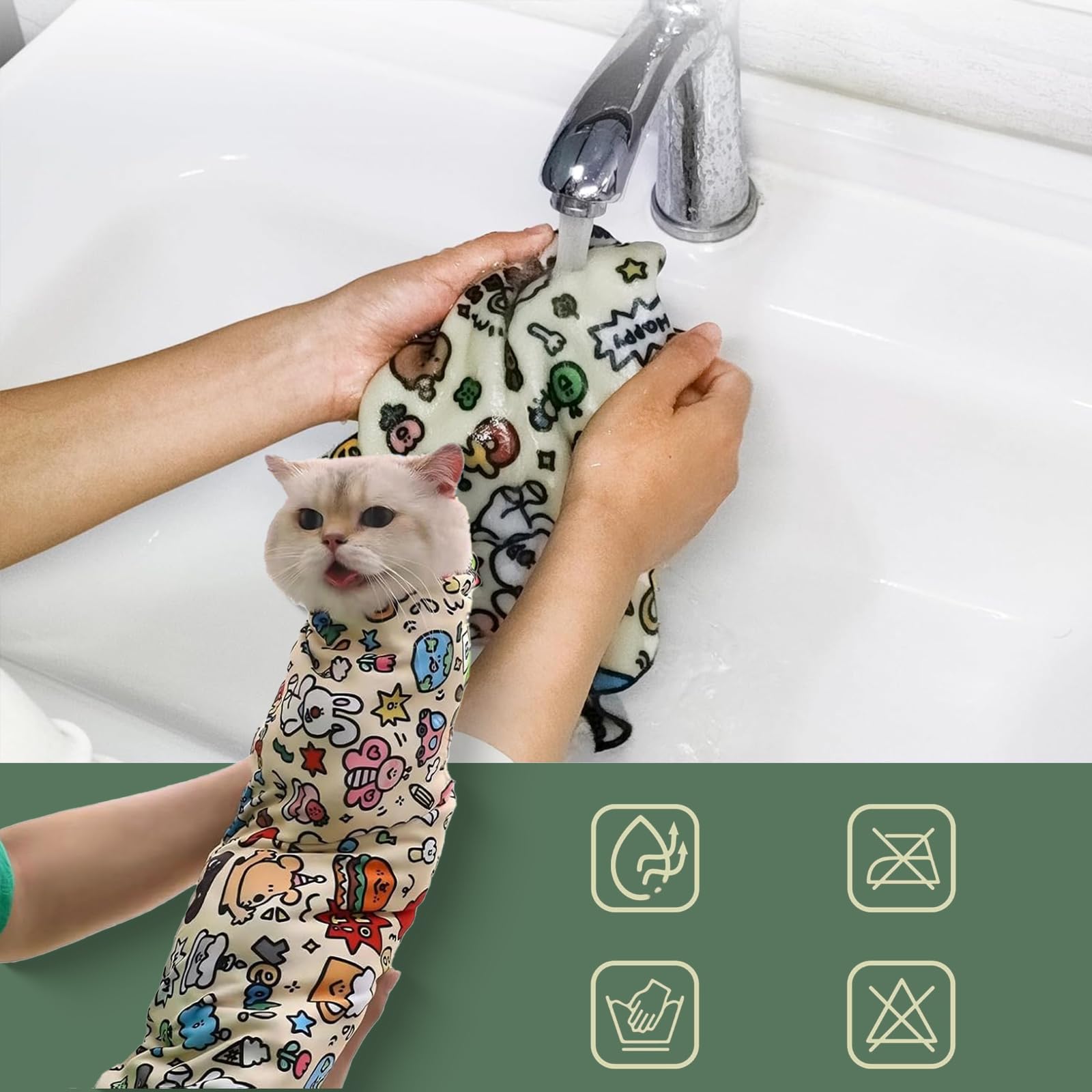 ZHIYUEJING Cat Grooming Wrap,Cat Restraint for Nail Clipping,hook and loop Fabric for Cats,Safely Holds Your Cat up to 20 Pound,