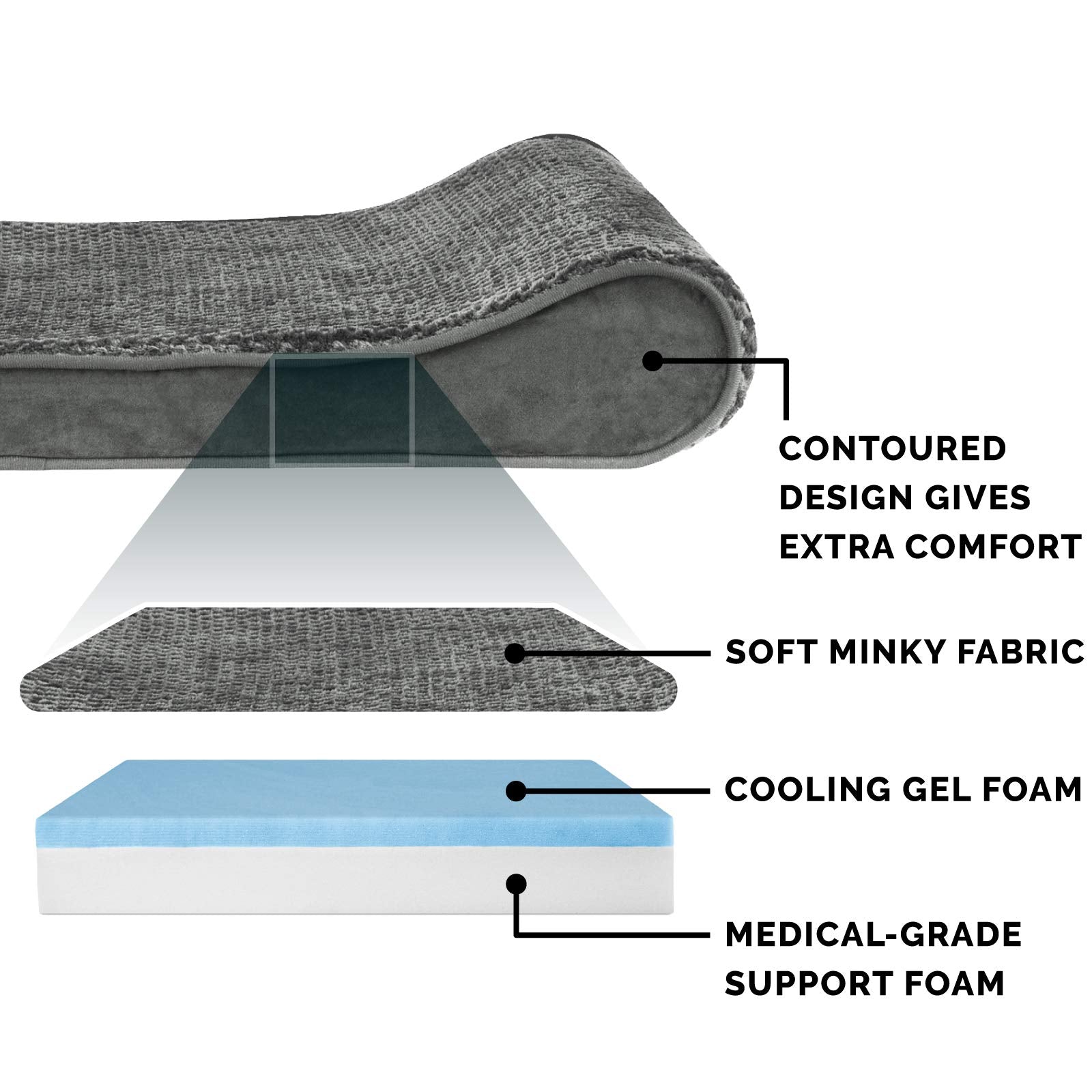 Furhaven Cooling Gel Dog Bed for Large/Medium Dogs w/ Removable Washable Cover, For Dogs Up to 38 lbs - Minky Plush & Velvet Lux