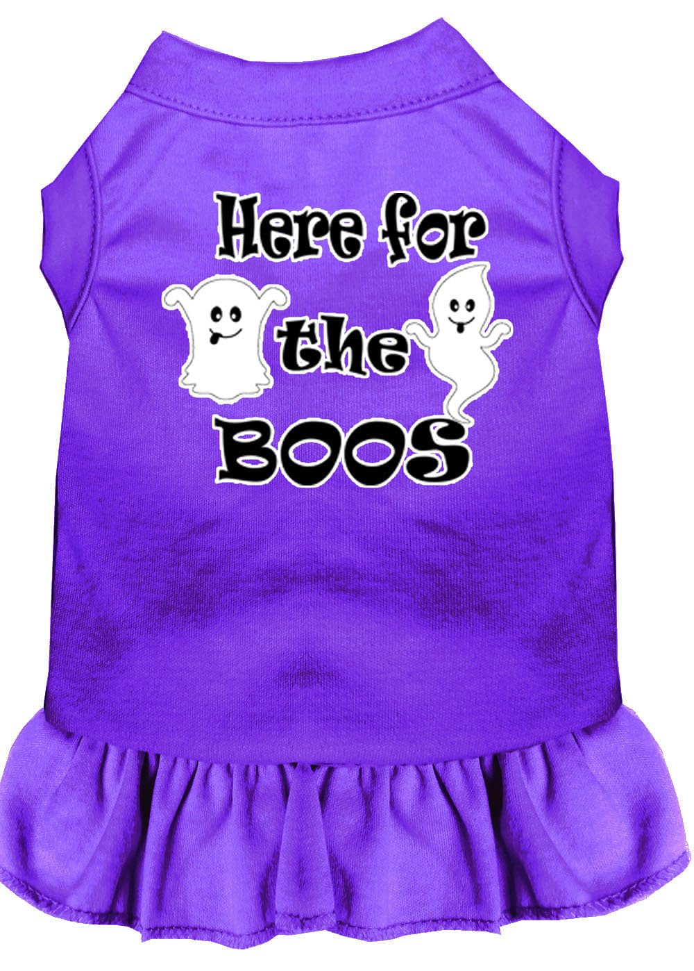 Pet Dog & Cat Dress Screen Printed, 'Here For The Boos' Purple 4Xl (30-45 Lbs.)
