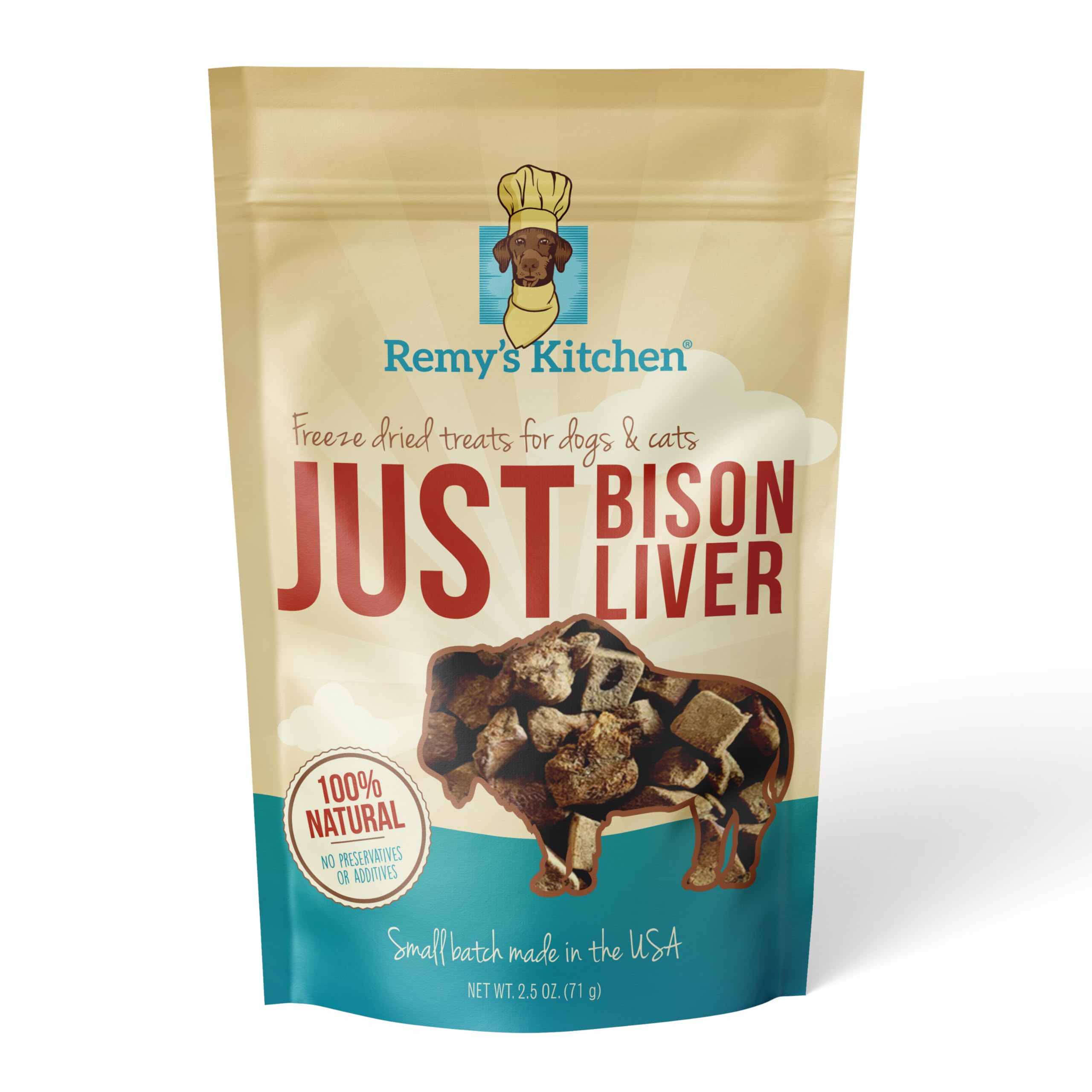 Remys Kitchen Just Bison Liver Freeze Dried Dog Treats USA Sourced and Small Batch Made - Human-Grade, All Natural Single Ingred