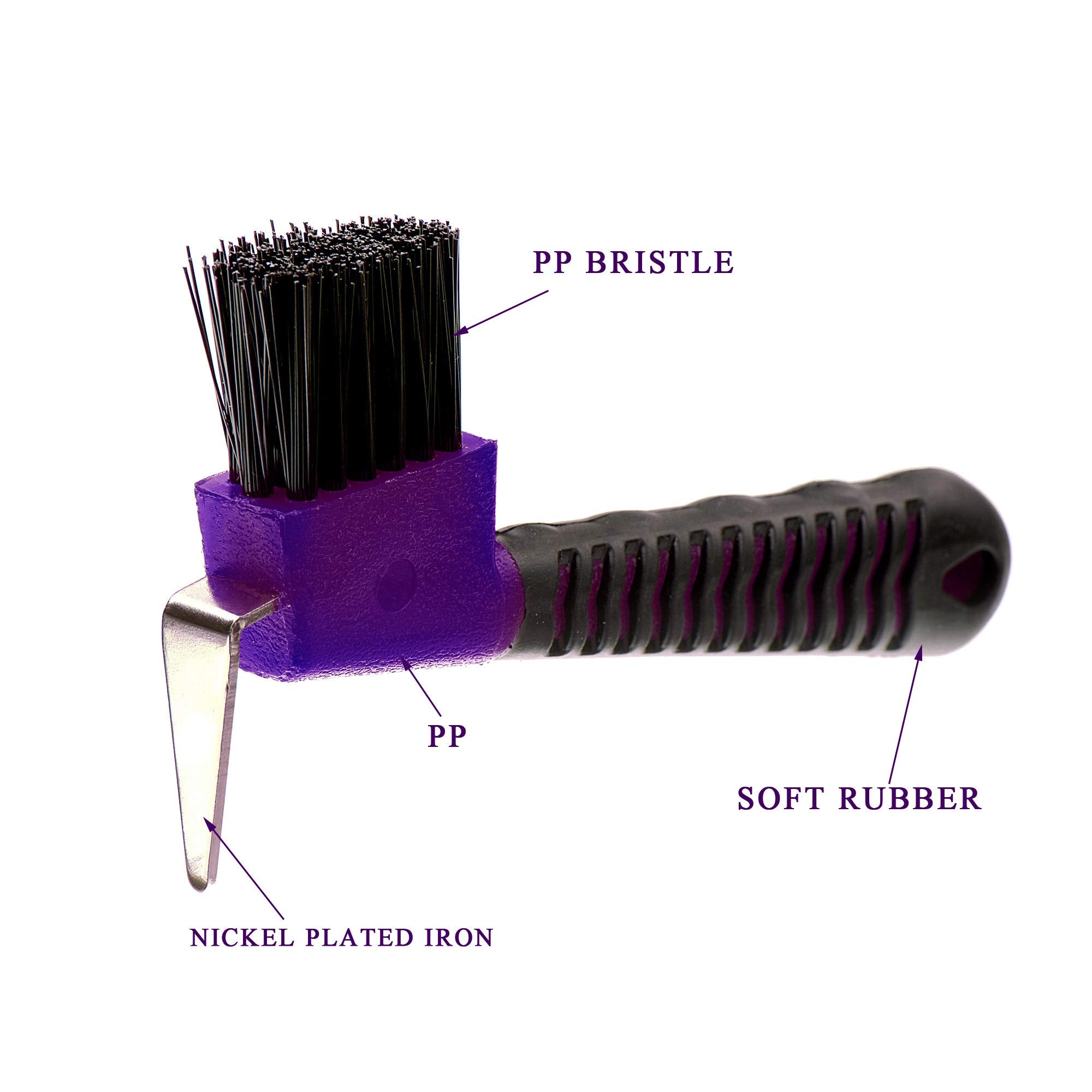 BOTH WINNERS Horse Hoof Pick Brush with Soft Touch Handle (Purple)