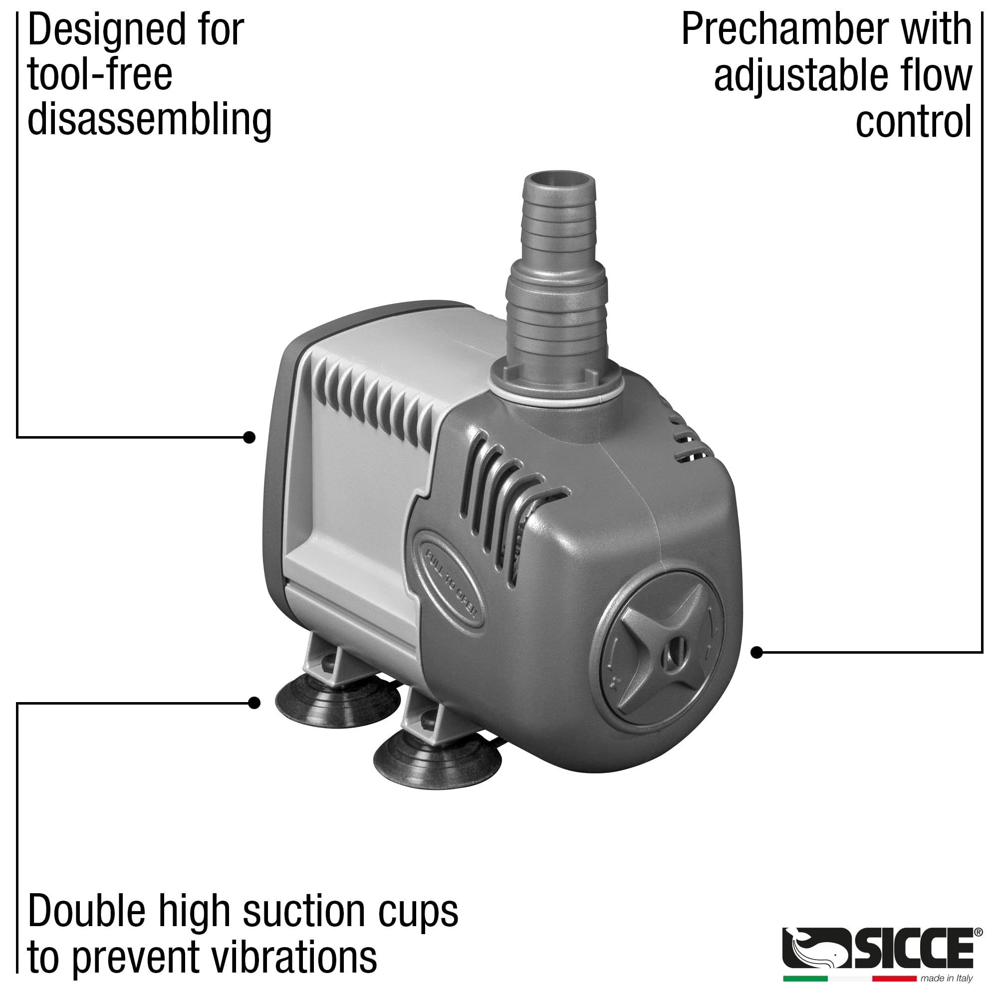 Sicce Syncra Silent 2.0 Multifunction 568 Gph Submersible Water Pump | Italian Made 35W Ultra Quiet Durable Aquarium Fish Tank, Fountain, Pond, Hydroponics, Terrarium Black | Freshwater & Saltwater