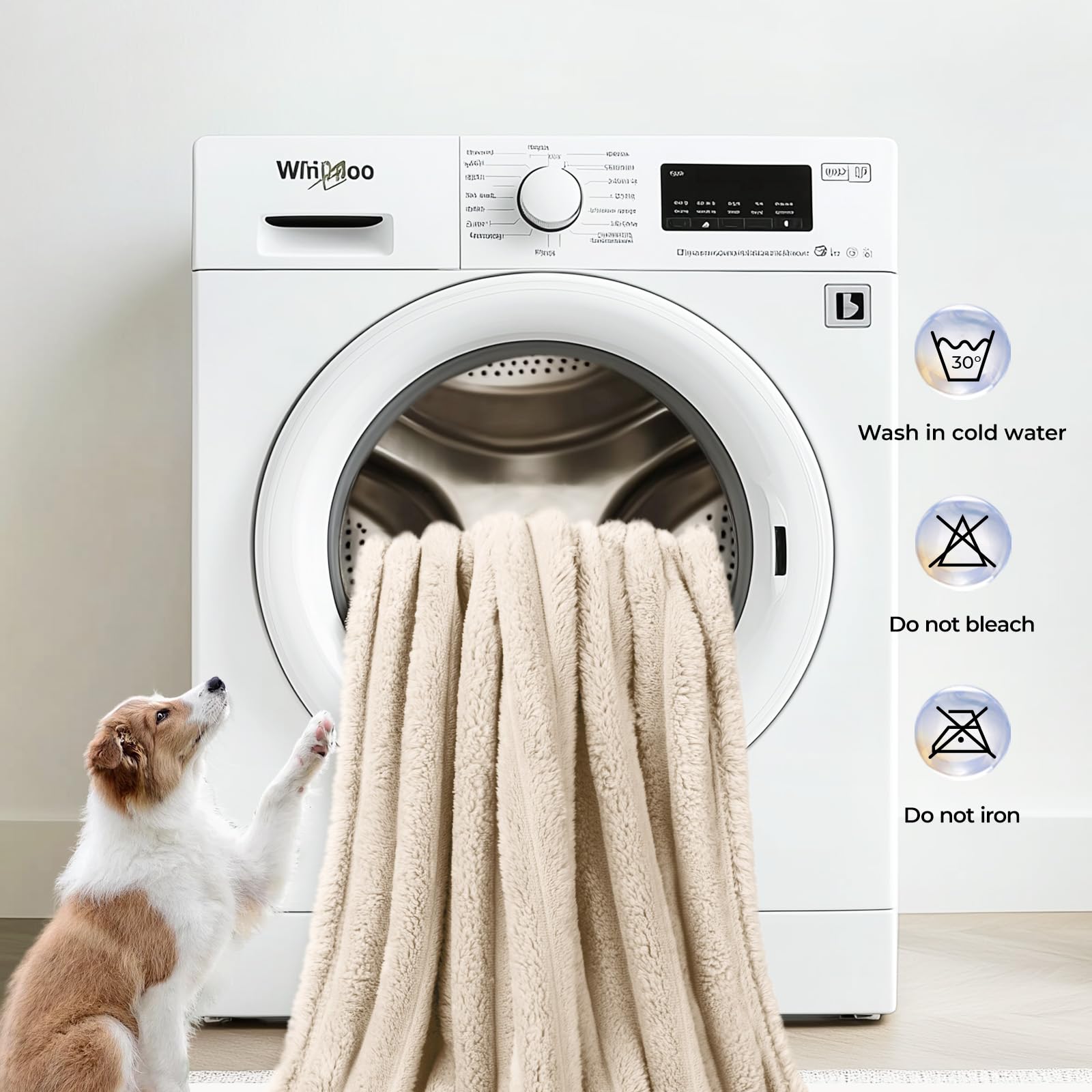Linenlux 1 Pack 3 Soft Fleece Dog Blanket For Pet Washable Warm Cat Puppy Fluffy Calming Flannel Beige Small