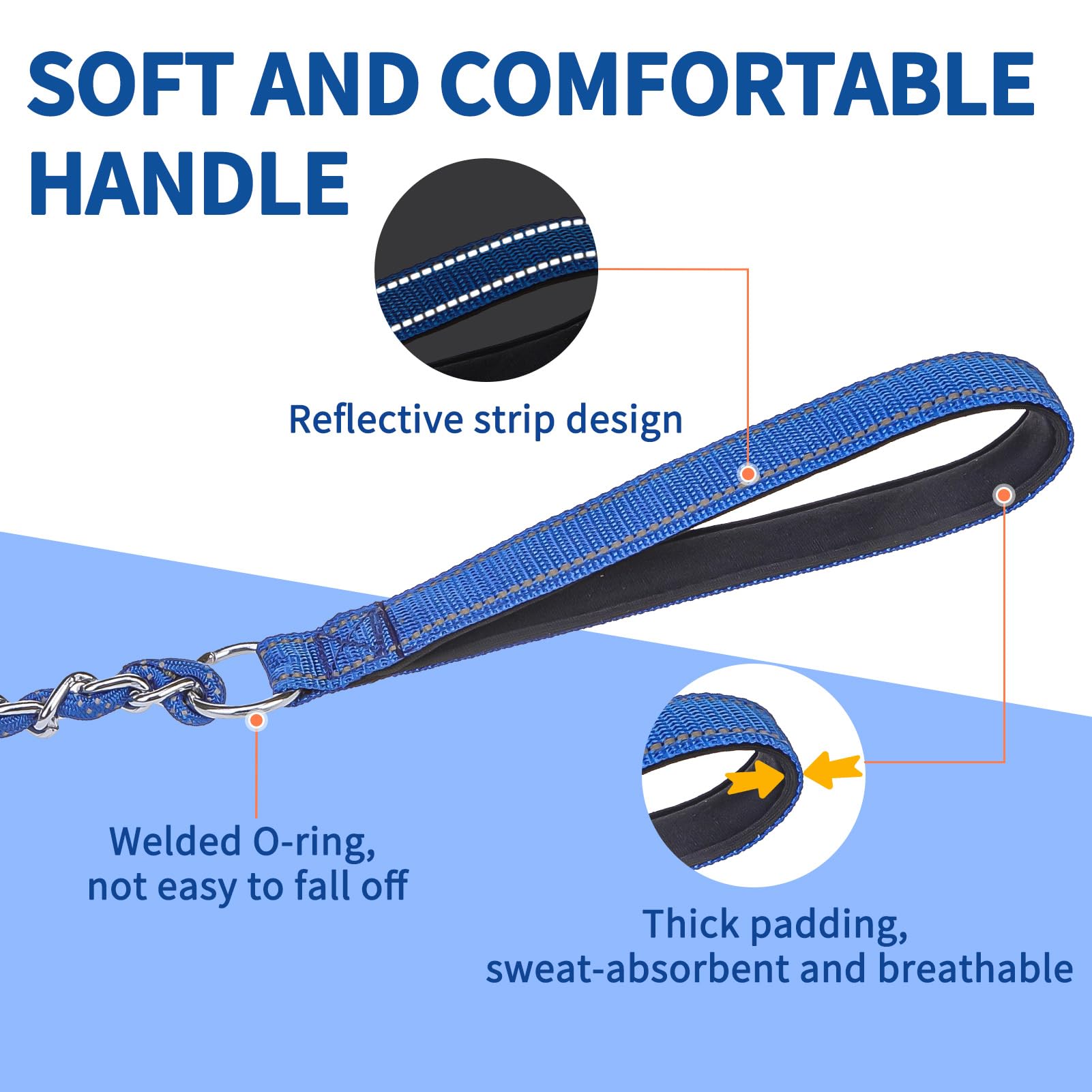 Homimp Heavy Duty Chew Proof Leash 4 Ft, Reflective For Medium Large Dogs, Metal Training With Soft Padded Handle, Strong Rope F