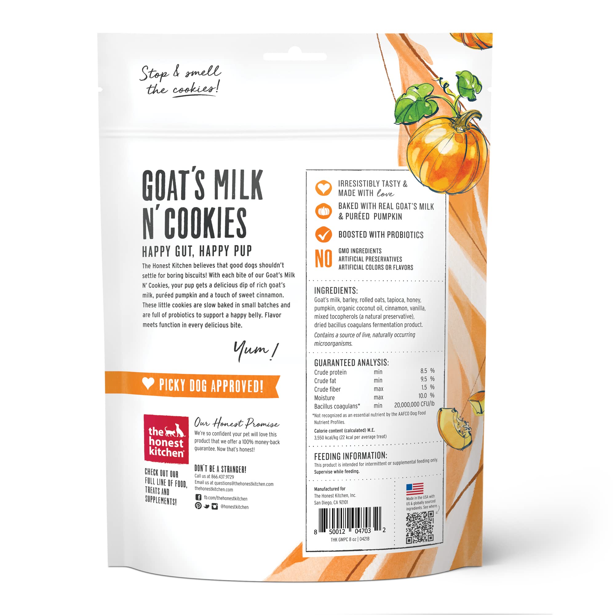 The Honest Kitchen Goats Milk N Cookies: Slow Baked with Pumpkin, 8 oz Bag