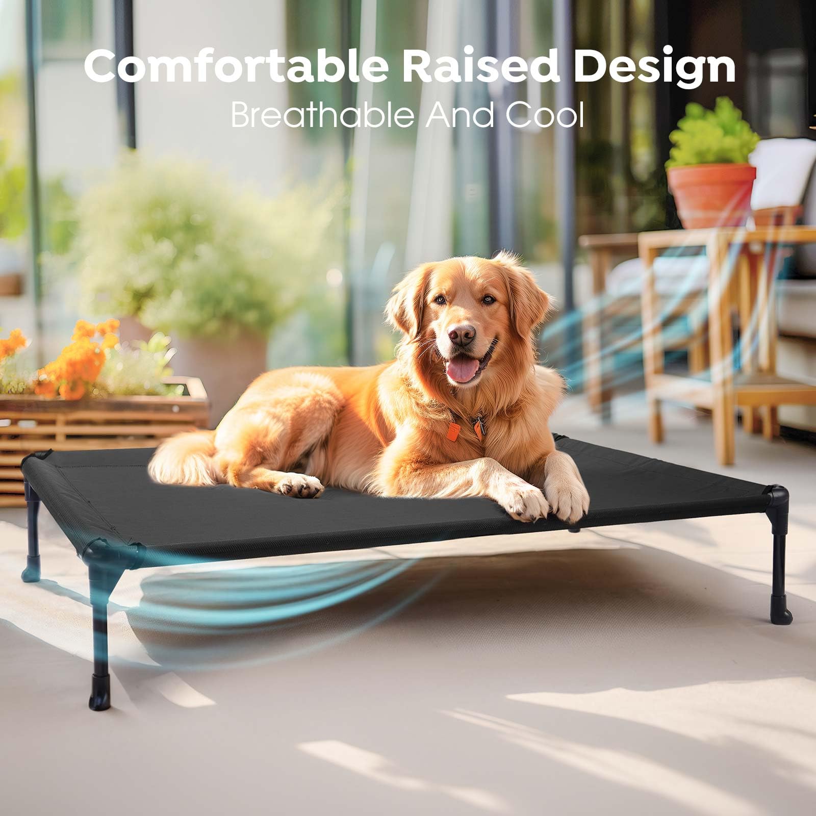 Veehoo Cooling Elevated Dog Bed, Portable Raised Pet Cot With Washable & Breathable Mesh, No-Slip Rubber Feet For Indoor & Outdo