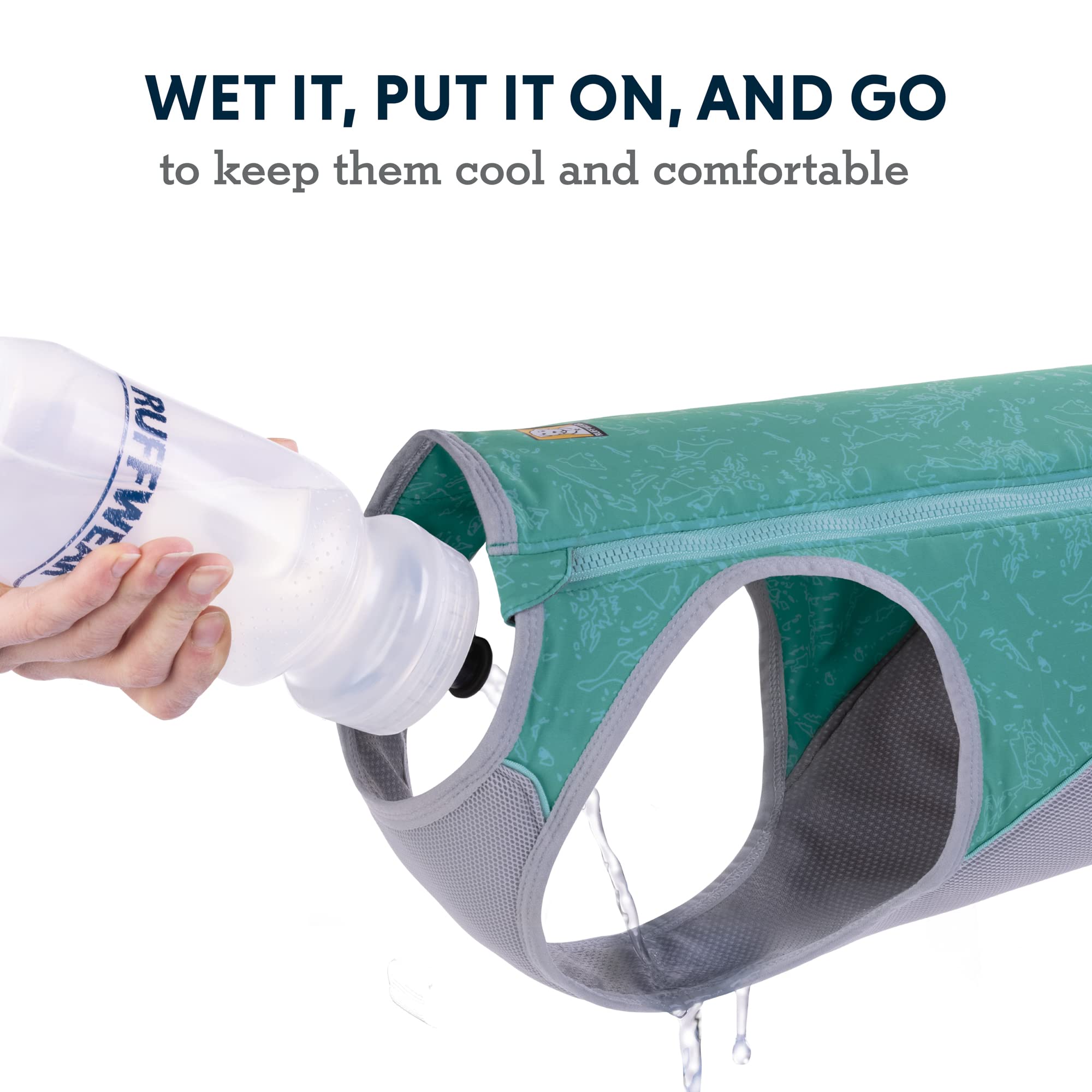 Ruffwear, Swamp Cooler Zip Dog Vest, Evaporative Cooling For Hot Weather, Aurora Teal, X-Small