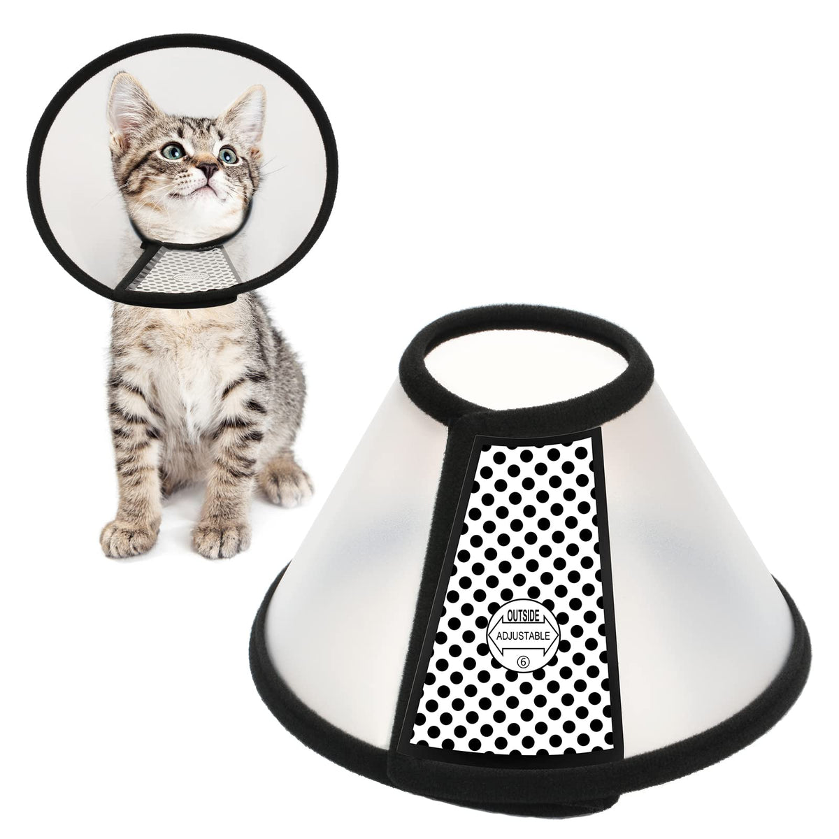 Depets Adjustable Recovery Pet Cone E-Collar For Cats Kittens Rabbits, Plastic Elizabeth Protective Collar Wound Healing Practical Neck Cover, Neck Girth 6.1 In