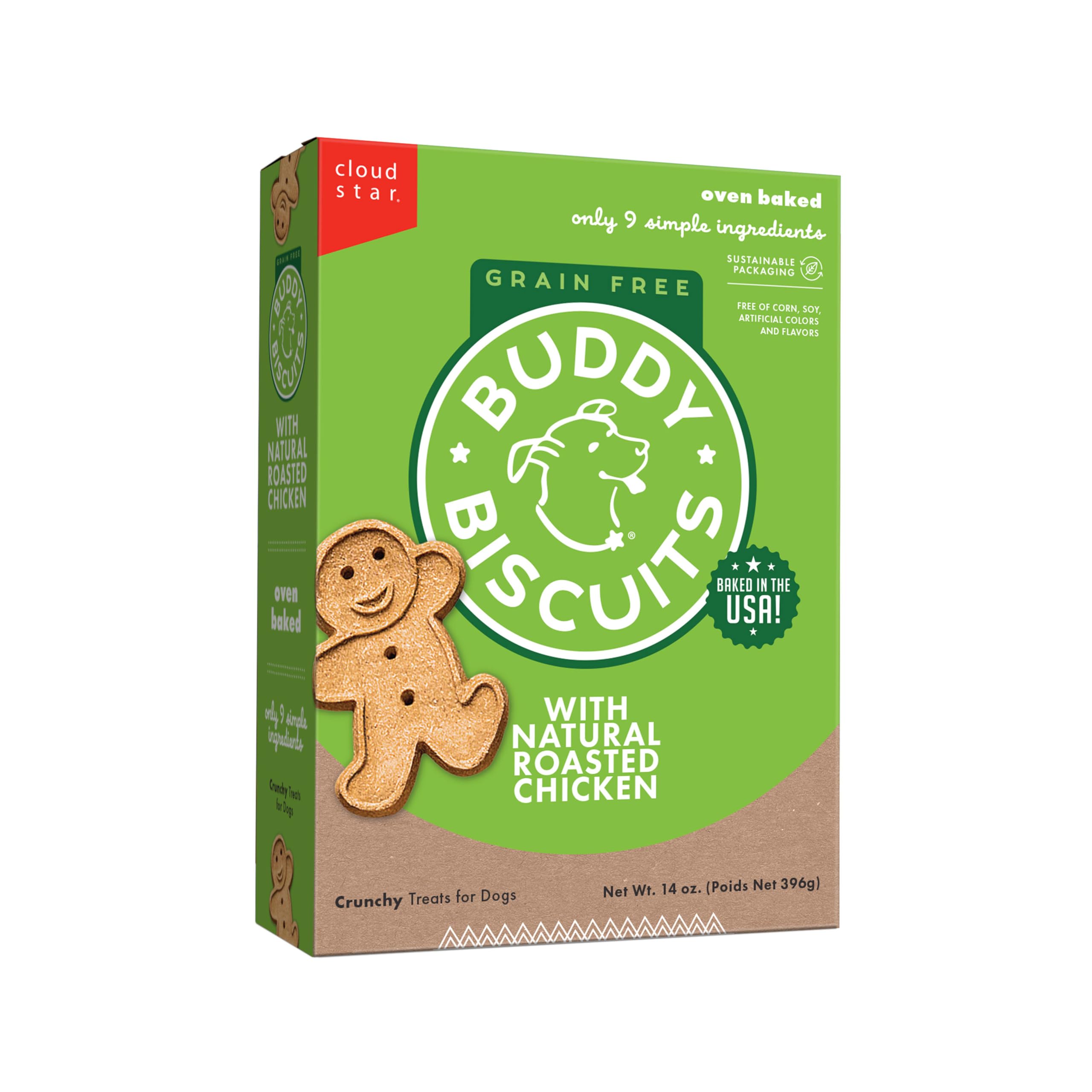 Buddy Biscuits 14 oz Box of Grain-Free Crunchy Dog Treats Made with Natural Roasted Chicken