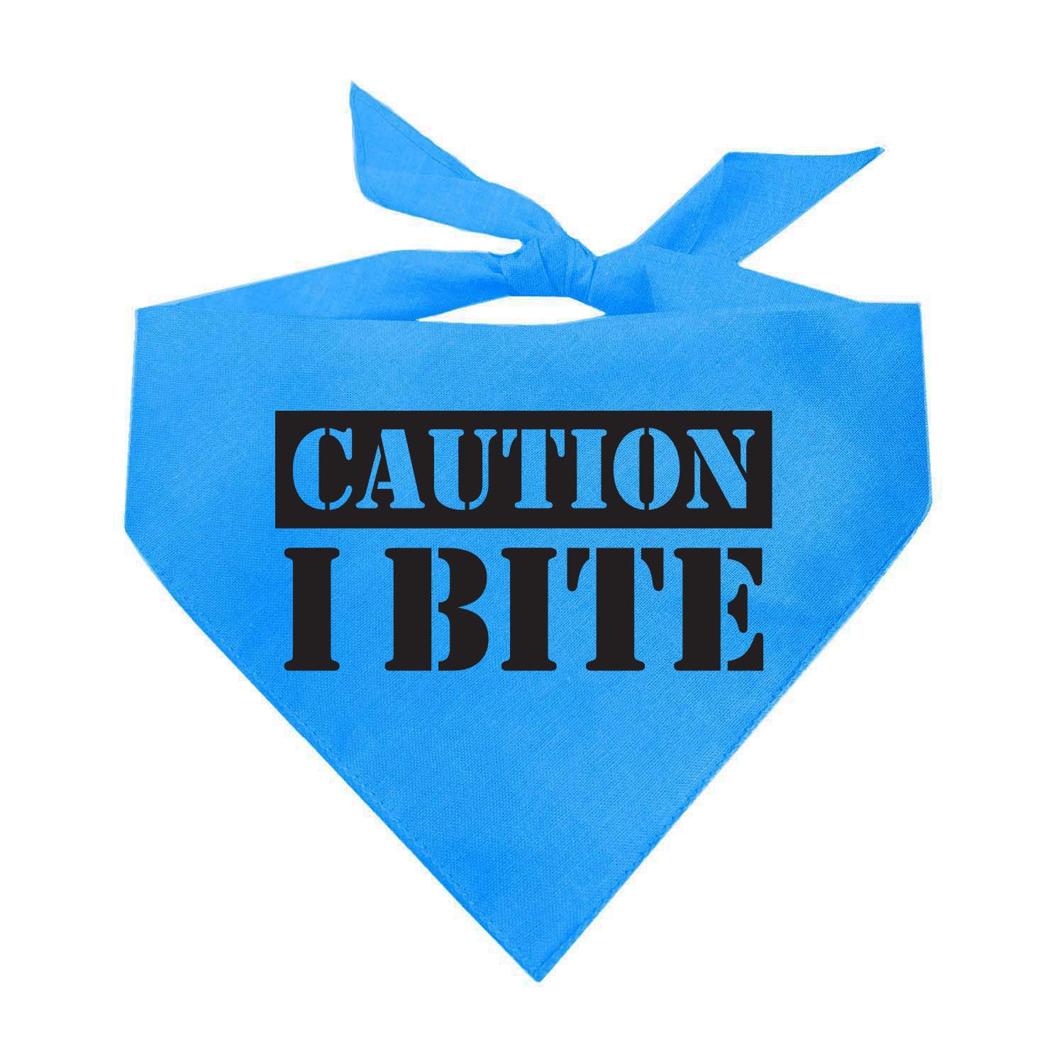Caution I Bite Dog Bandana (Turquoise, Os 836)