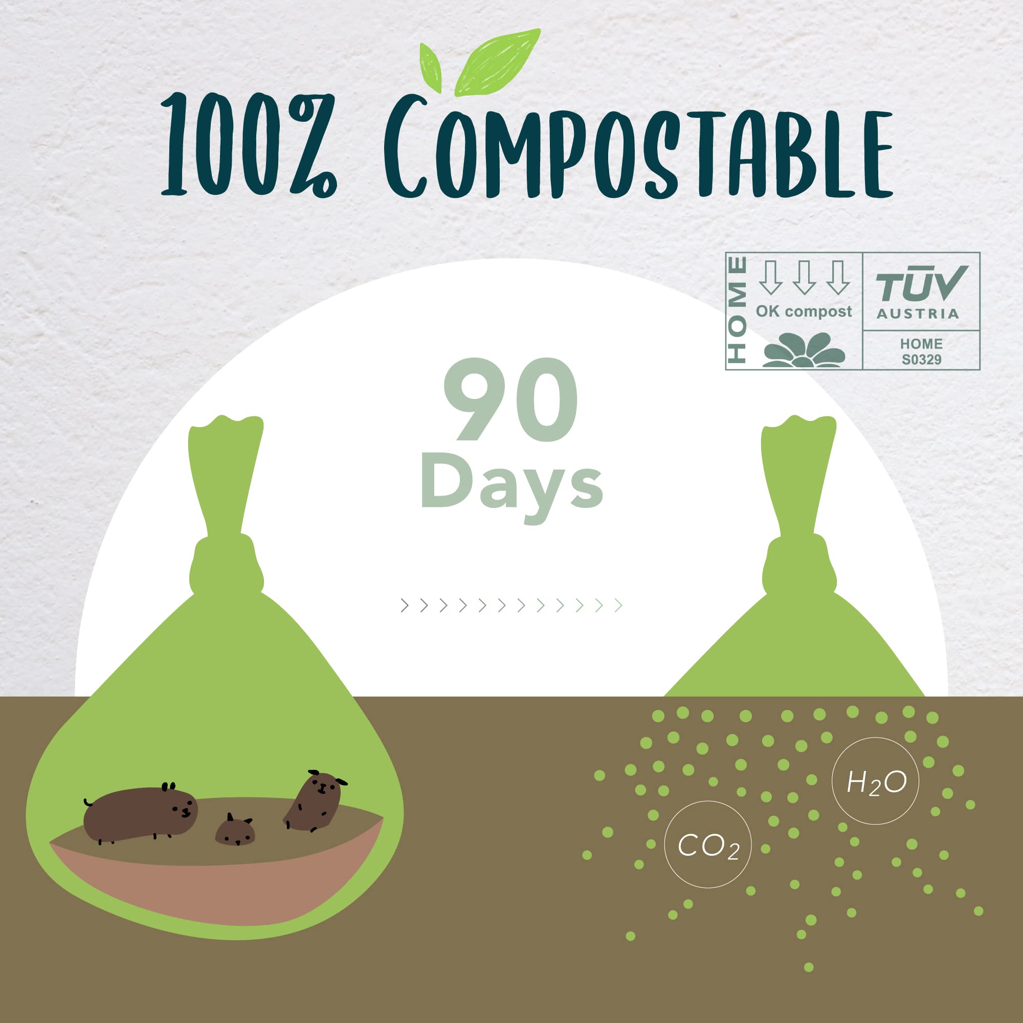 Moonygreen Dog Poop Bag With Handles, Compostable Pet Waste Bags, Easy-Tie, Vegetable-Based Eco-Friendly, Unscented, Extra Thick