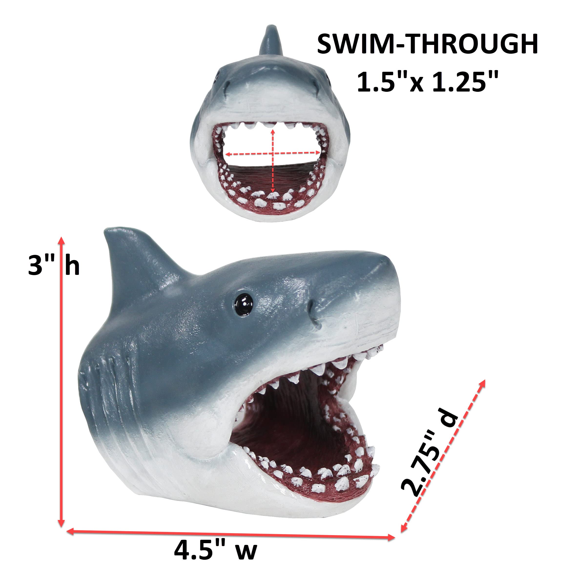 Penn-Plax Jaws Officially Licensed Aquarium Decoration - Shark Swim-Through - Safe For Freshwater And Saltwater Fish Tanks - Sma