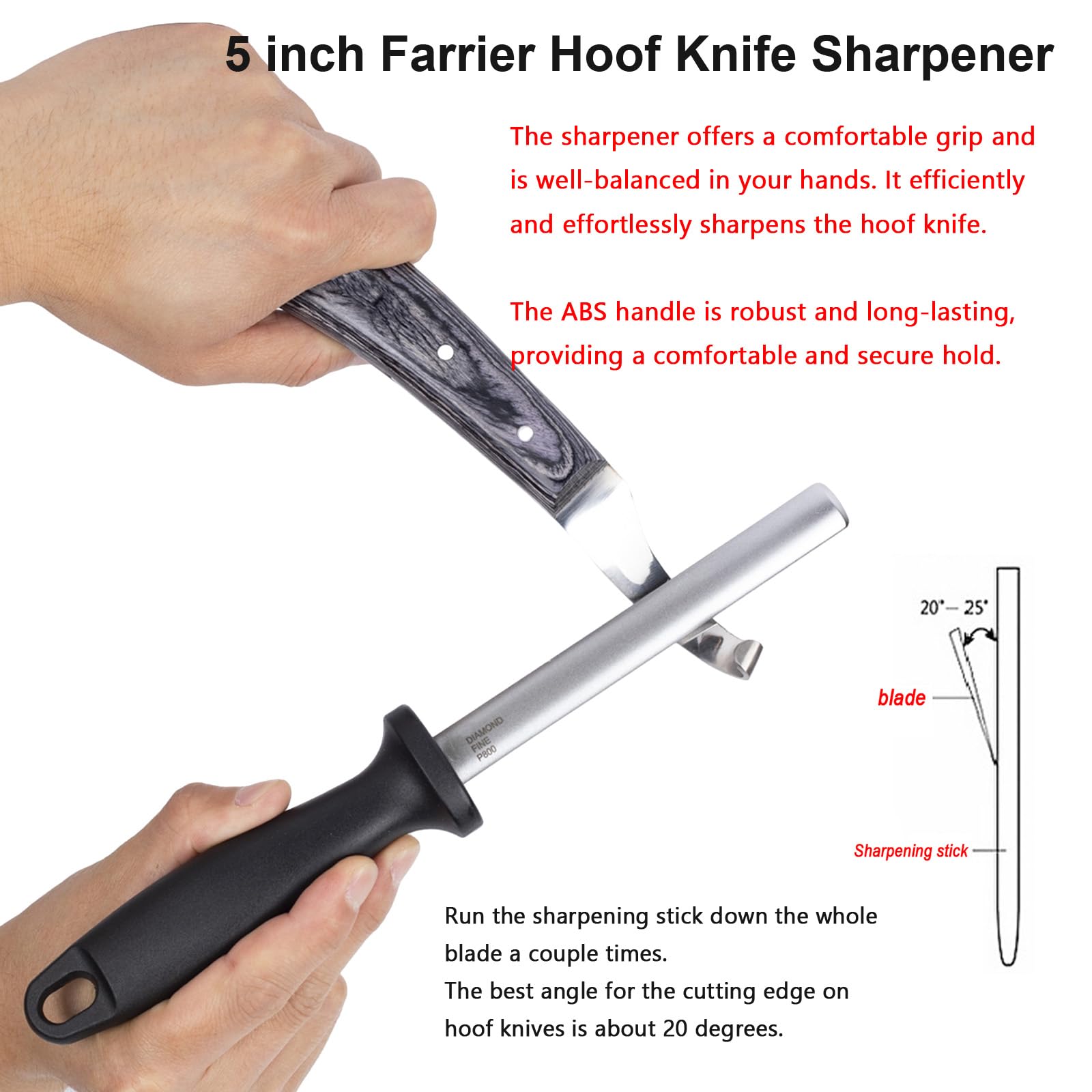 Docdciy 5 Inch Hoof Knife Sharpener, Farrier Tools,Farrier Tool With 800 Grit Diamond Abrasives,Coated To Keep Hoof Knives Sharp