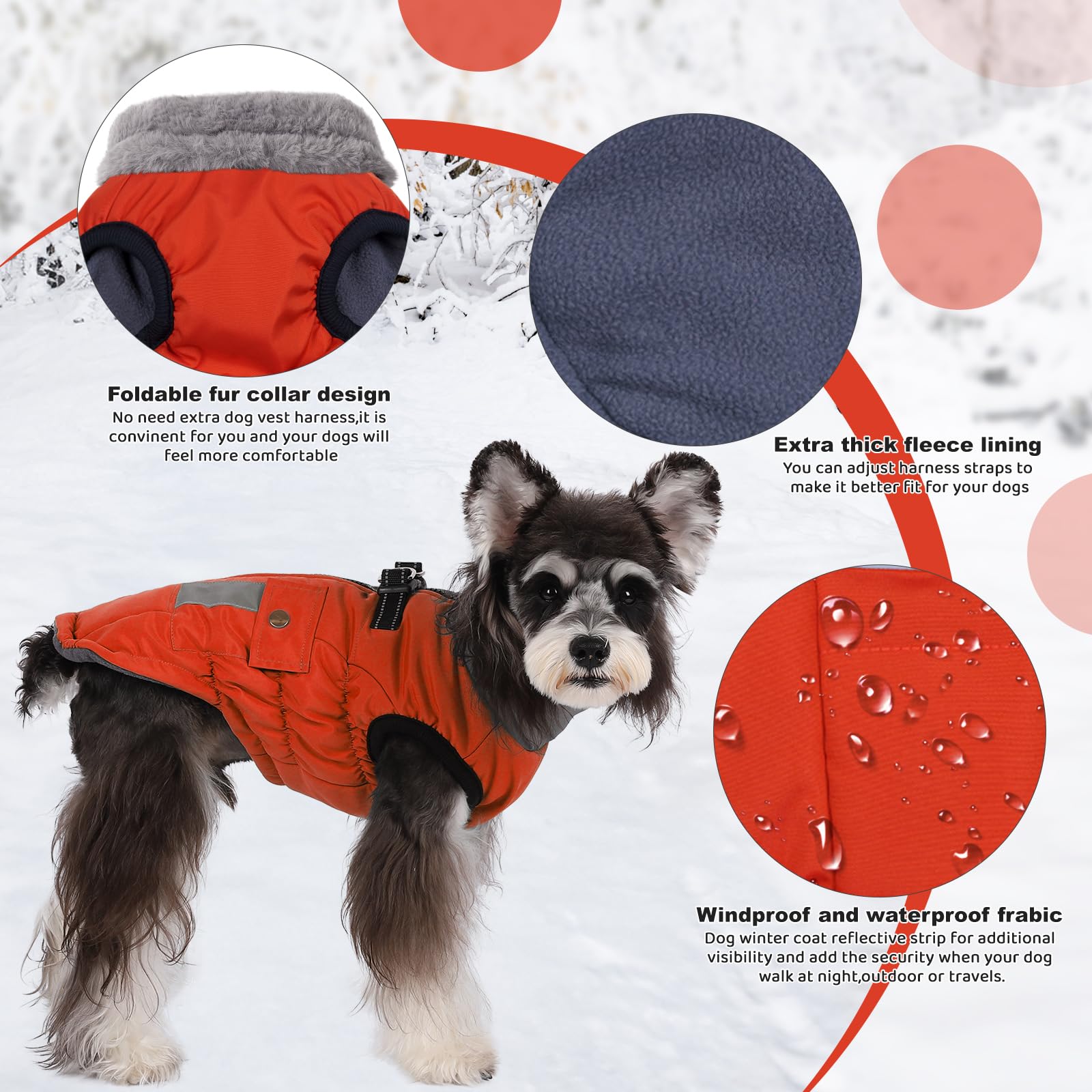 Gyuzh Dog Jacket With Pockets And Faux Fur Collar - Adjustable, Reflective, Waterproof Winter Coats For Small To Large Dogs (X-S