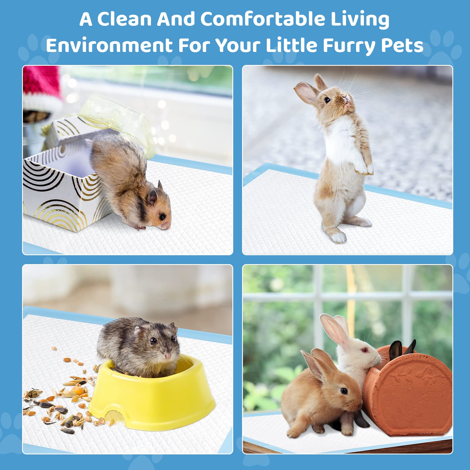 Disposable Puppy Training Pads 100 Count Pee Pads for Dogs, Cats, Rabbits and Guinea Pigs Waterproof Super Absorbent Odour Locki